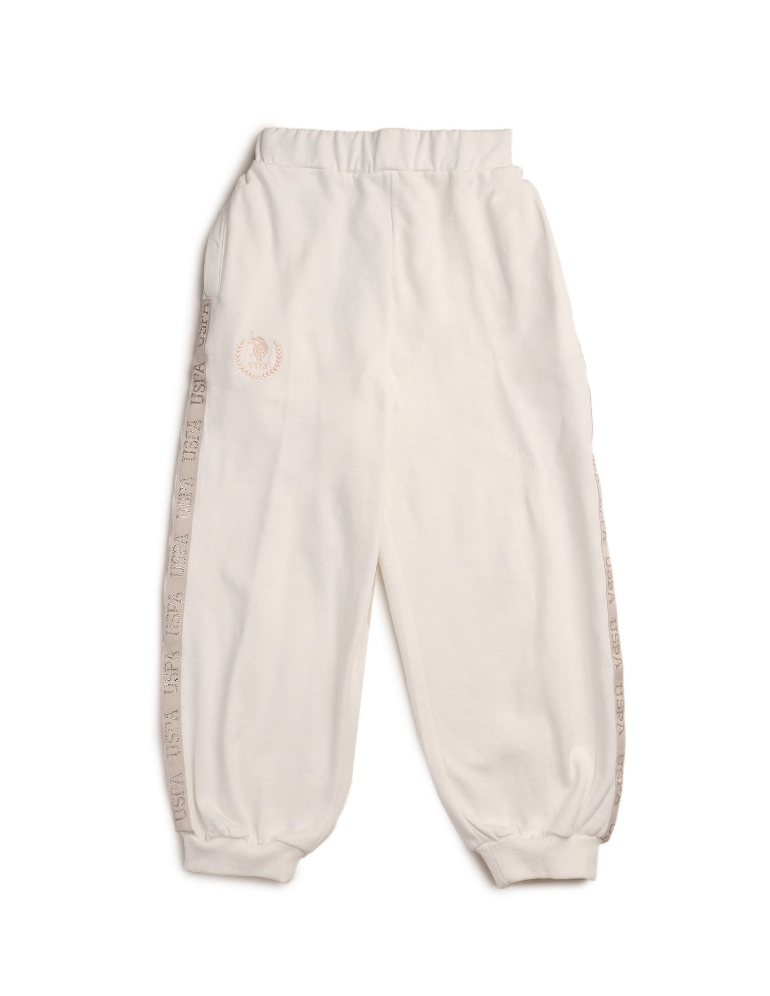 Girls Solid Brand Tape Joggers Off White - U.S. POLO ASSN. | Large