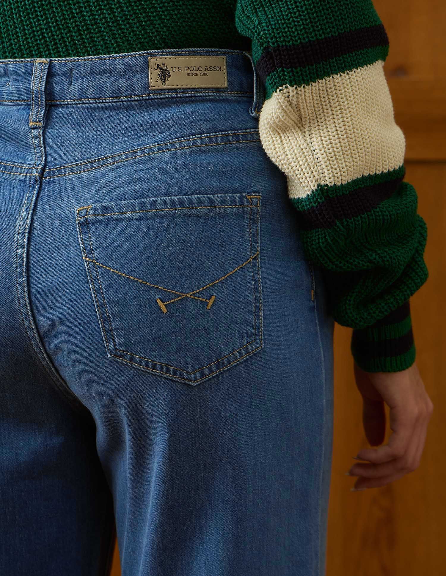 High Rise Straight Fit Jeans Light Blue - U.S. POLO ASSN. | Large