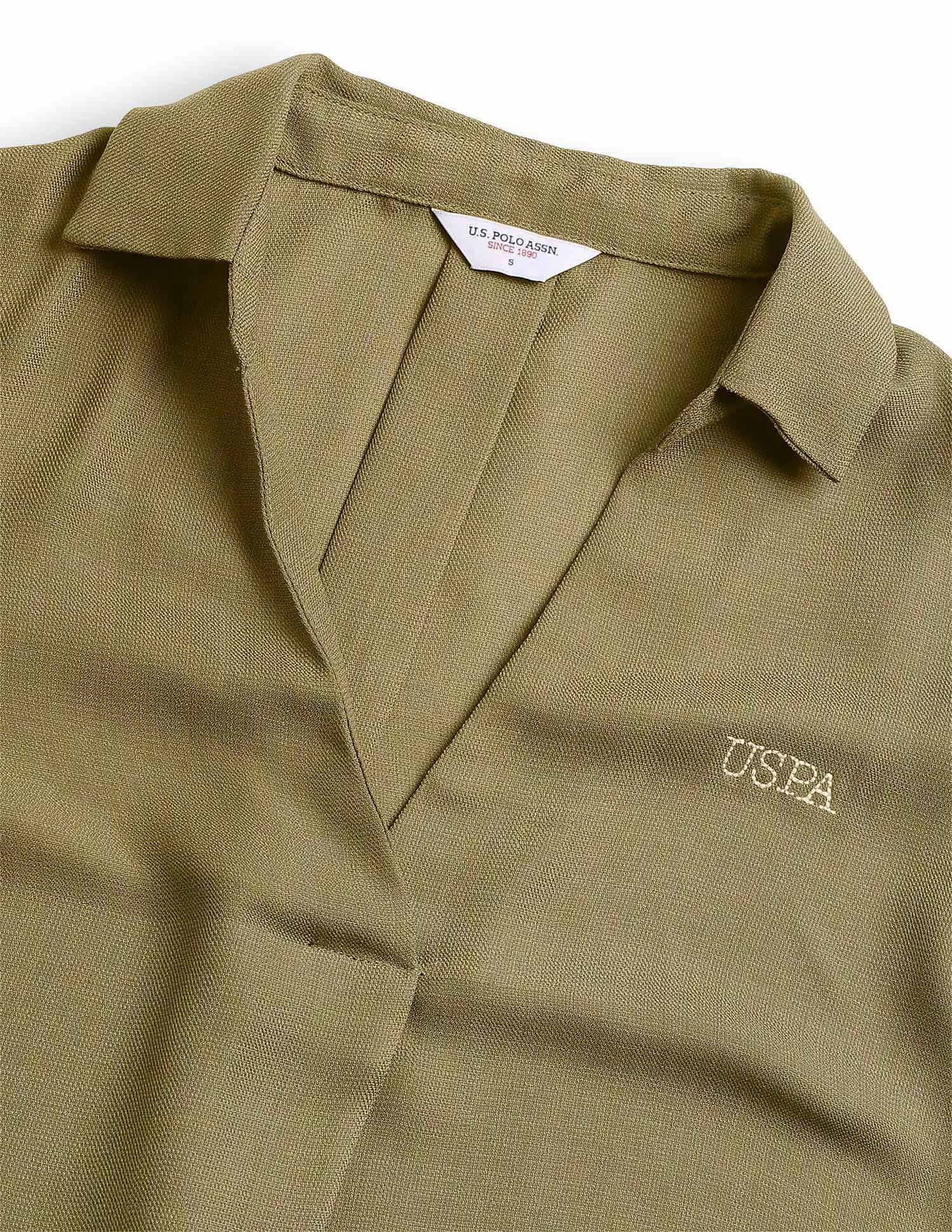 Textured Knotch Collar Top Green - U.S. Polo Assn. India | Large