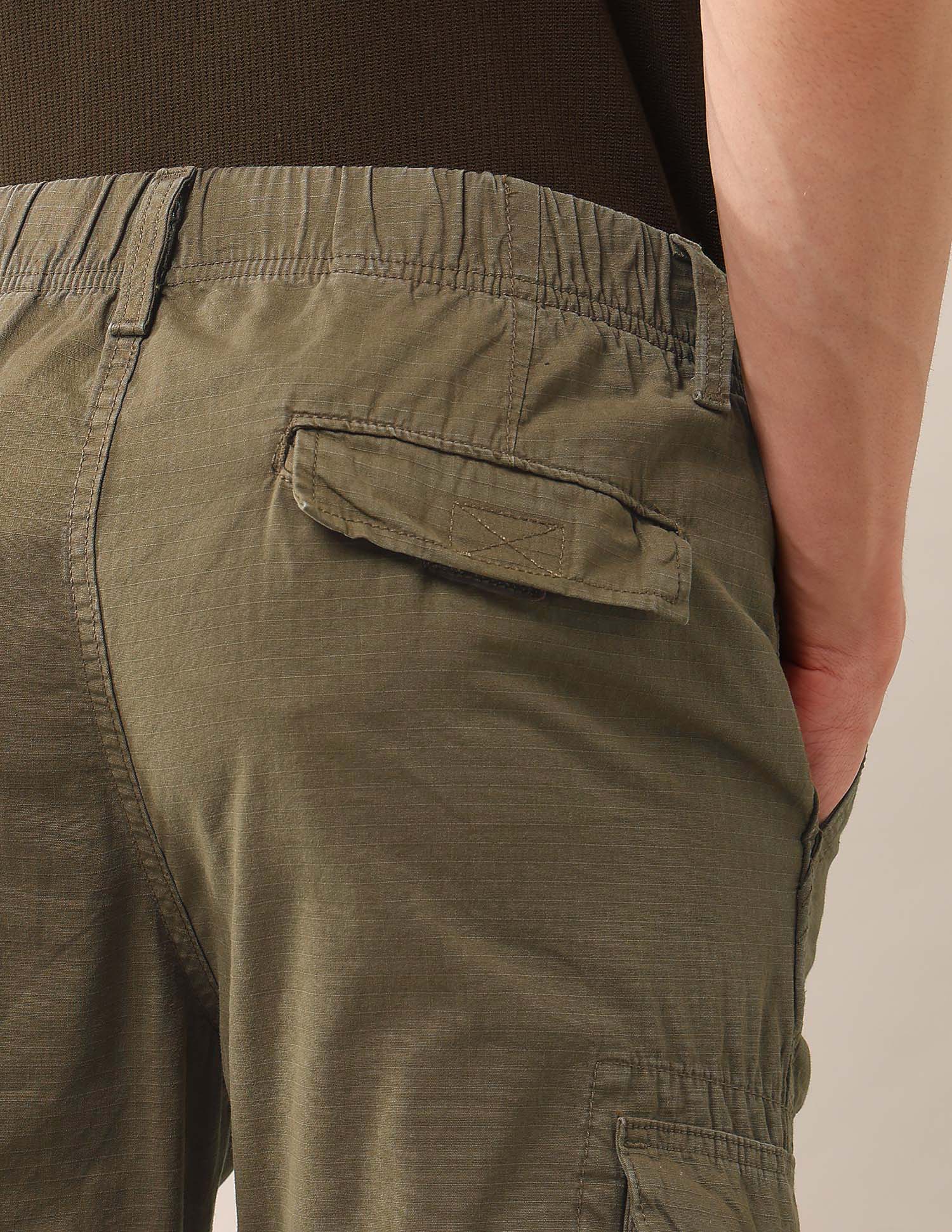 Mid Rise Straight Fit Textured Cargos Tan - U.S. Polo Assn. India | Large