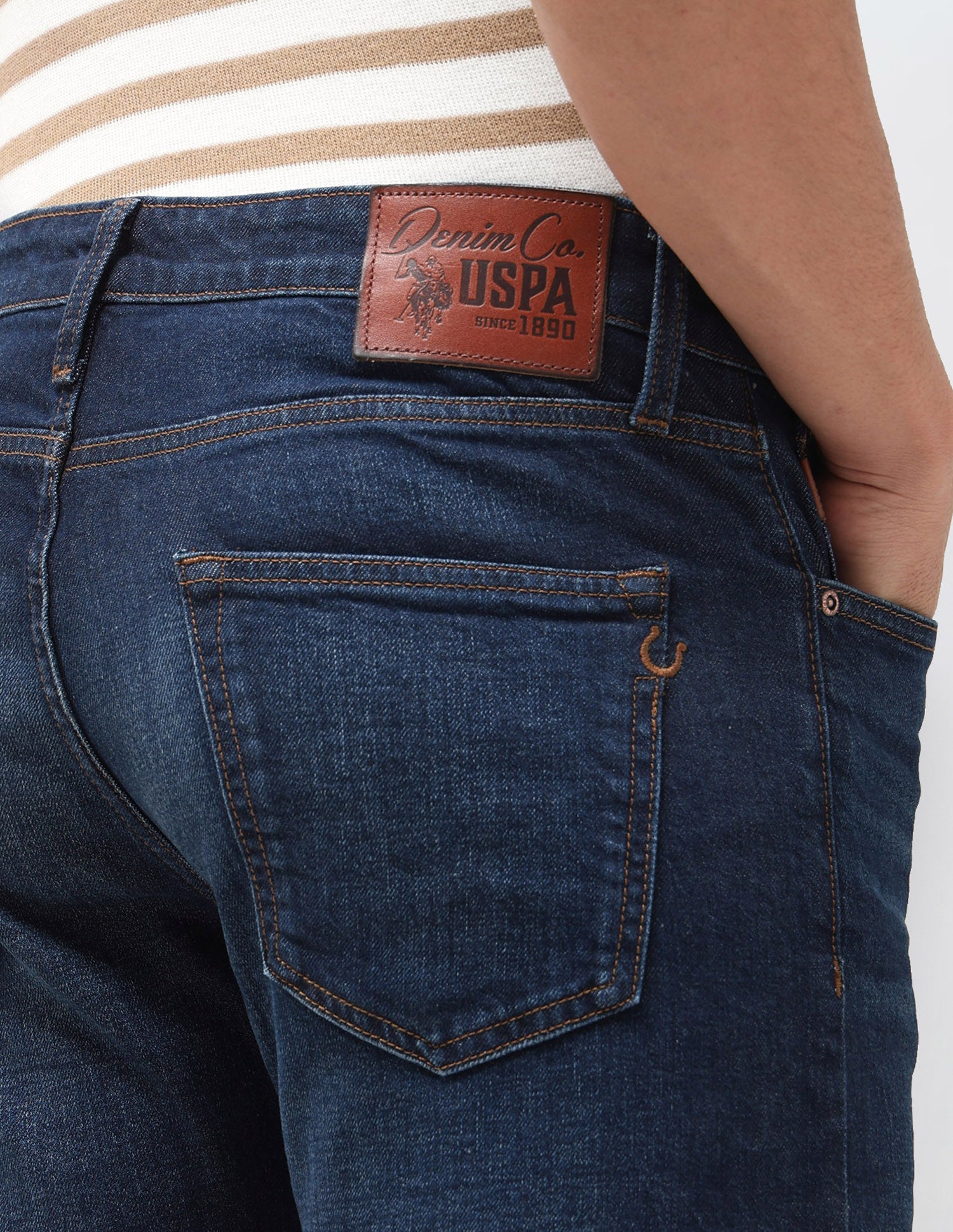 Harold Slim Straight Fit Blue Jeans Mid Blue - U.S. Polo Assn. India | Large