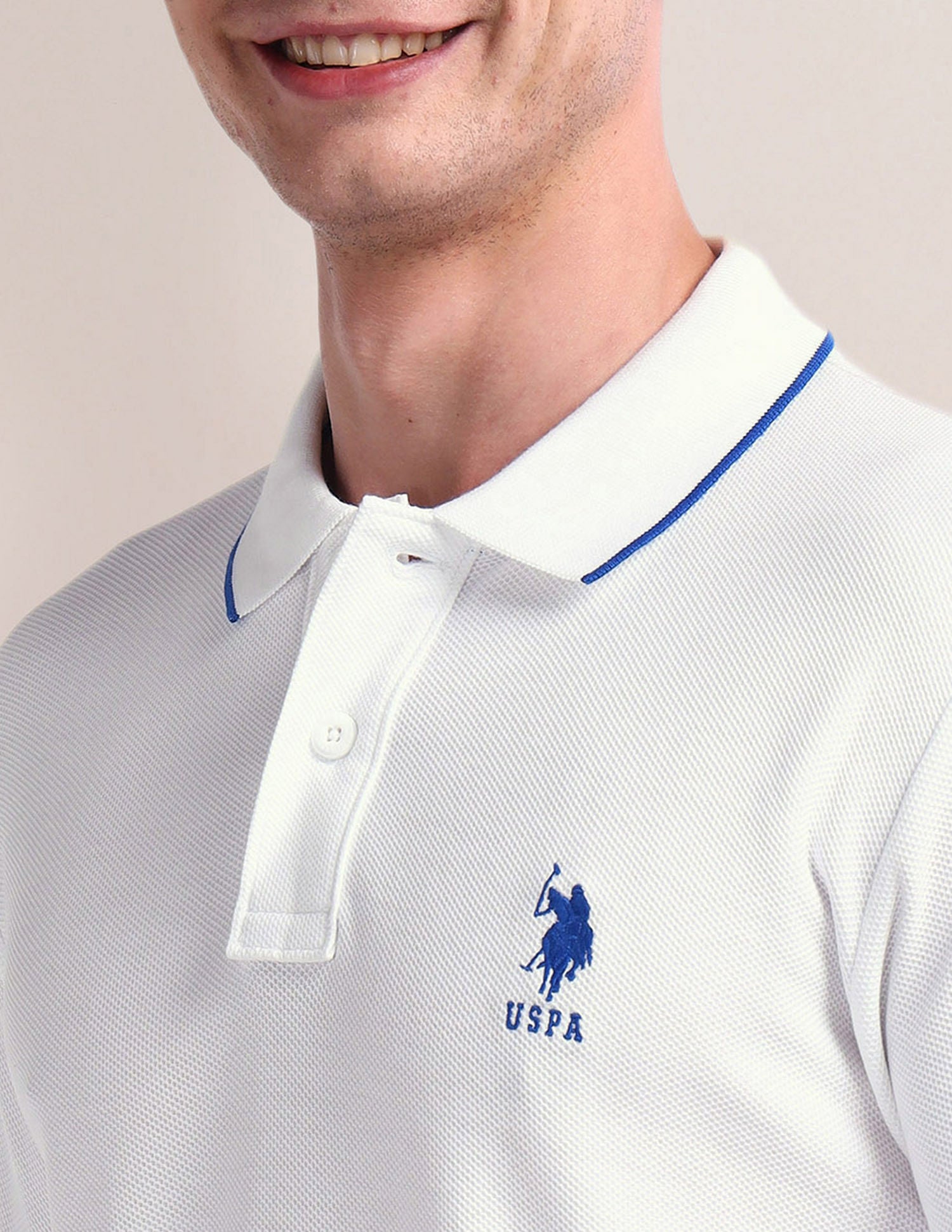 Solid Slim Fit Polo Shirt White - U.S. Polo Assn. India | Large