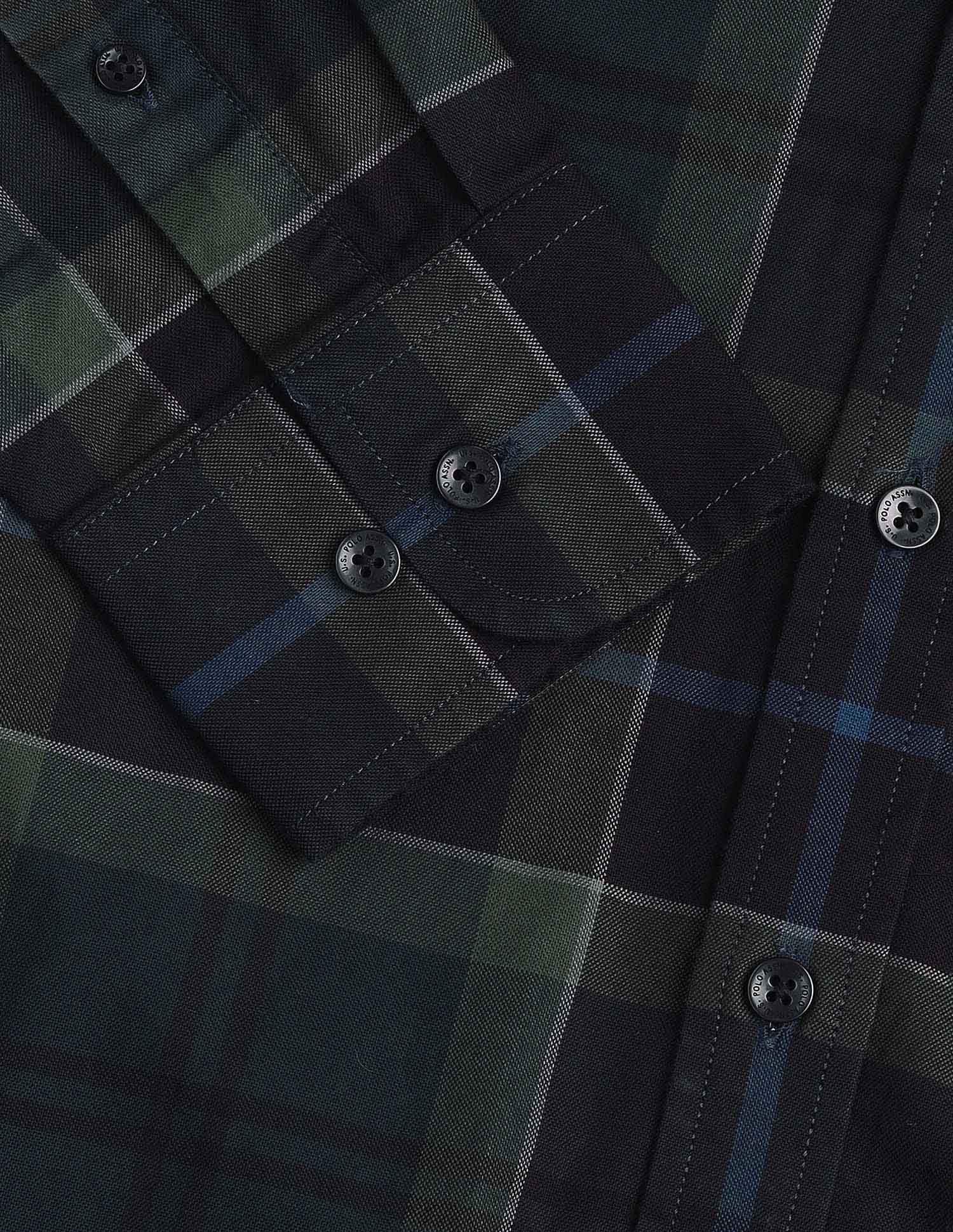 Pure Cotton Tailored Fit Dobby Shirt Dark Green - U.S. Polo Assn. India | Large