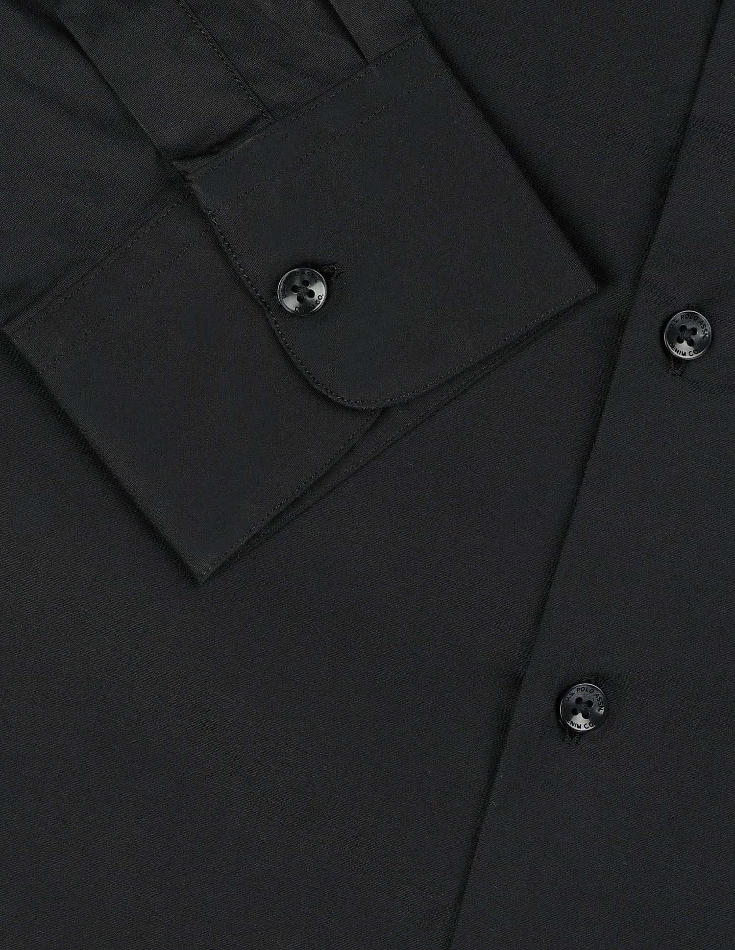 Solid Regular Fit Mandarin Shirt Black - U.S. POLO ASSN. | Large