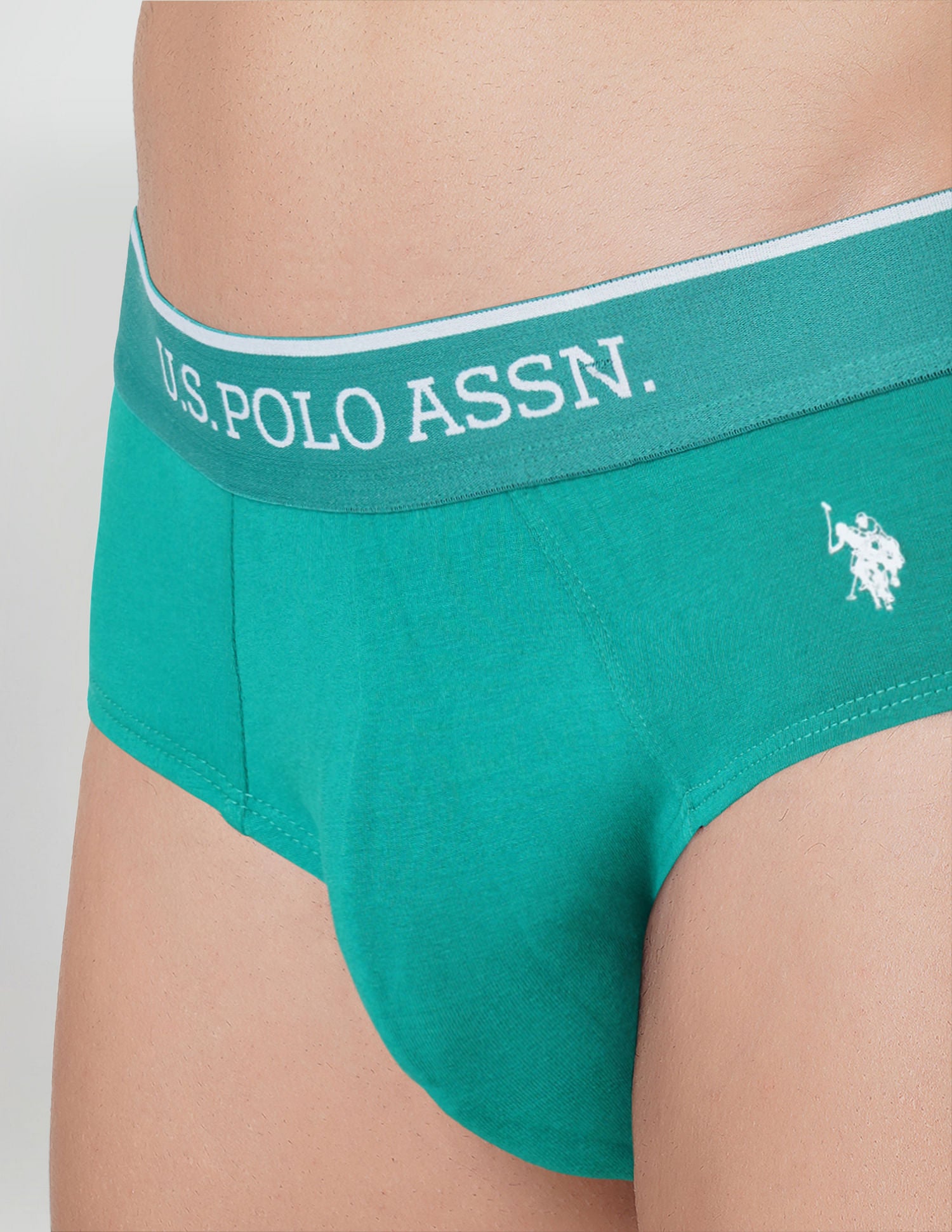 Cotton Stretch Antibacterial EB004 Briefs - Pack Of 2 Black and Aqua - U.S. POLO ASSN. | Large