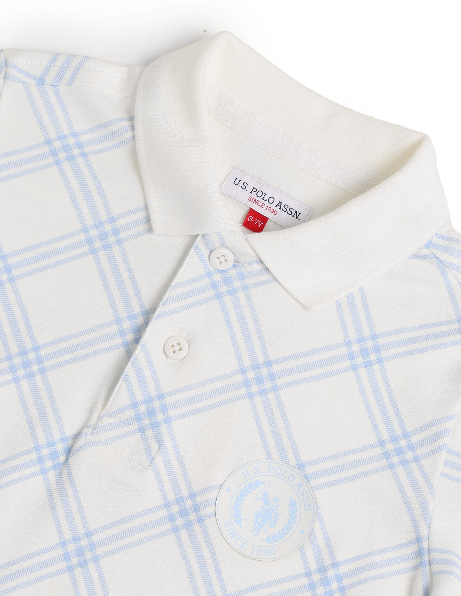Boys Checked Regular Fit Polo Shirt White - U.S. POLO ASSN. | Large