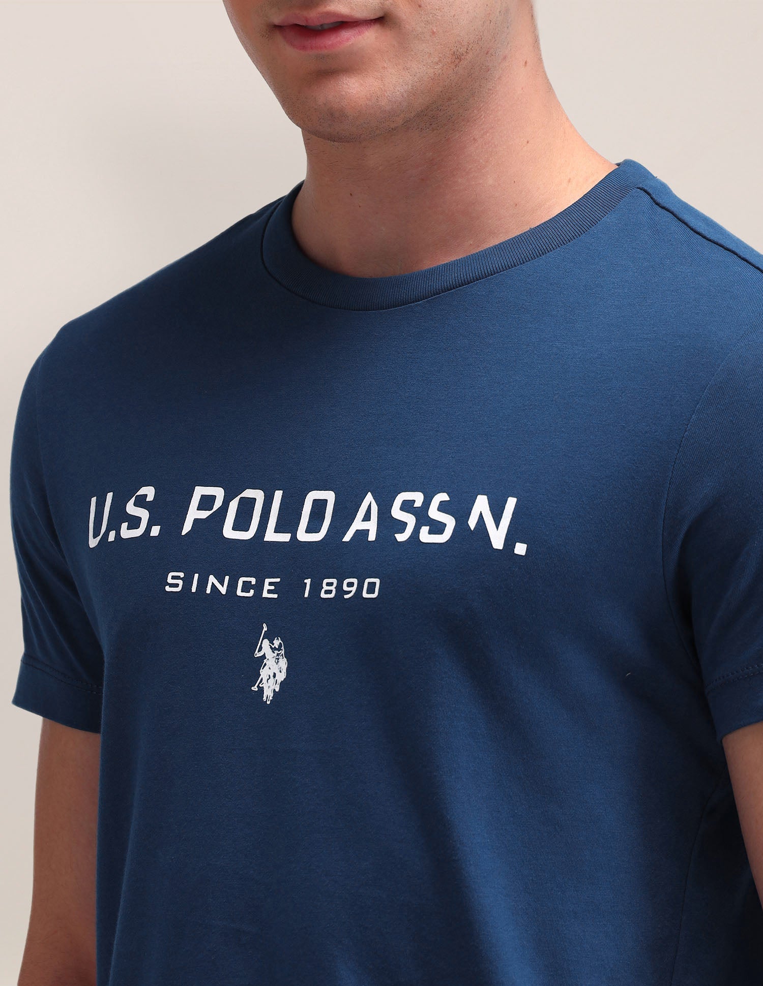 Brand Printed Slim Fit T-Shirt Teal - U.S. Polo Assn. India | Large