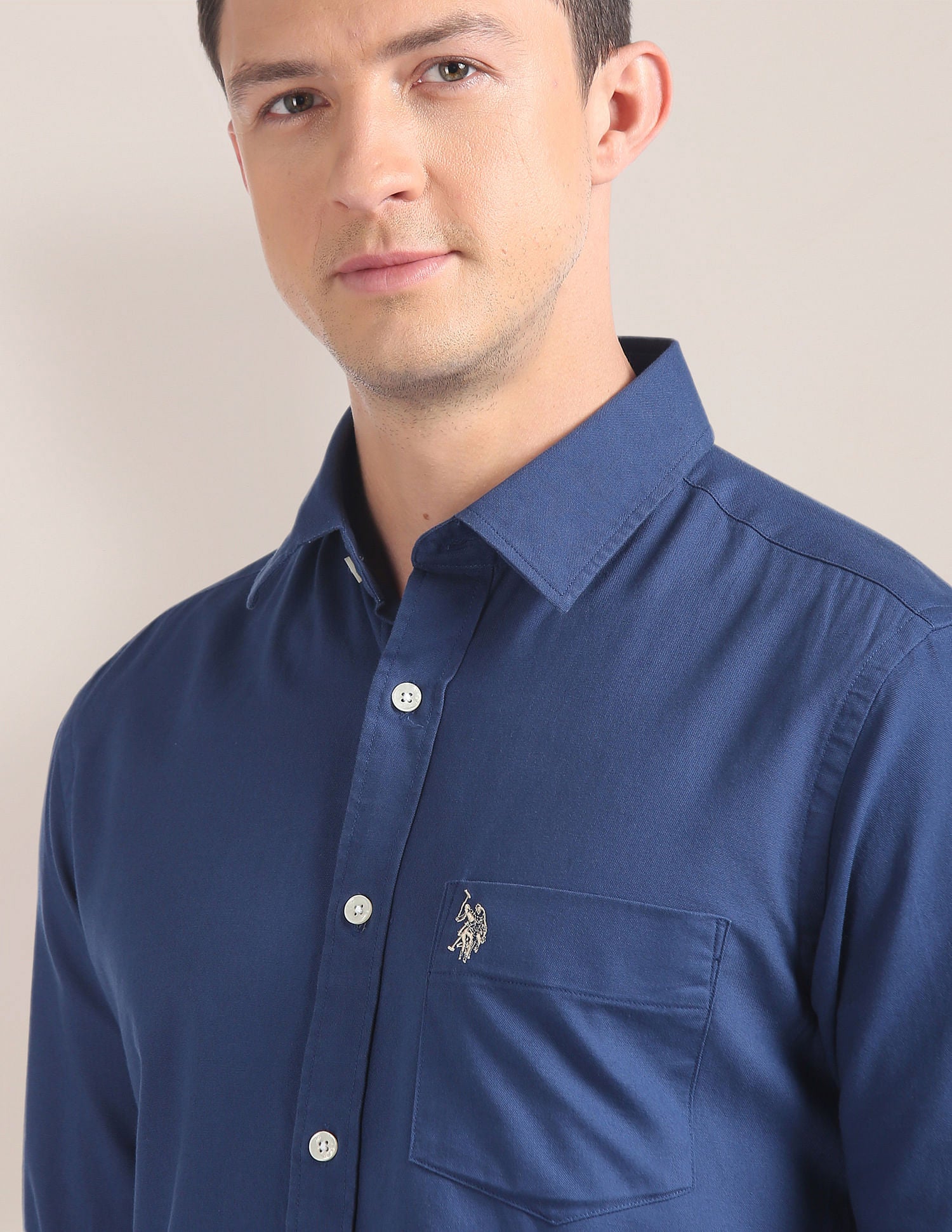Solid Tailored Regular Fit Shirt Navy - U.S. Polo Assn. India | Large