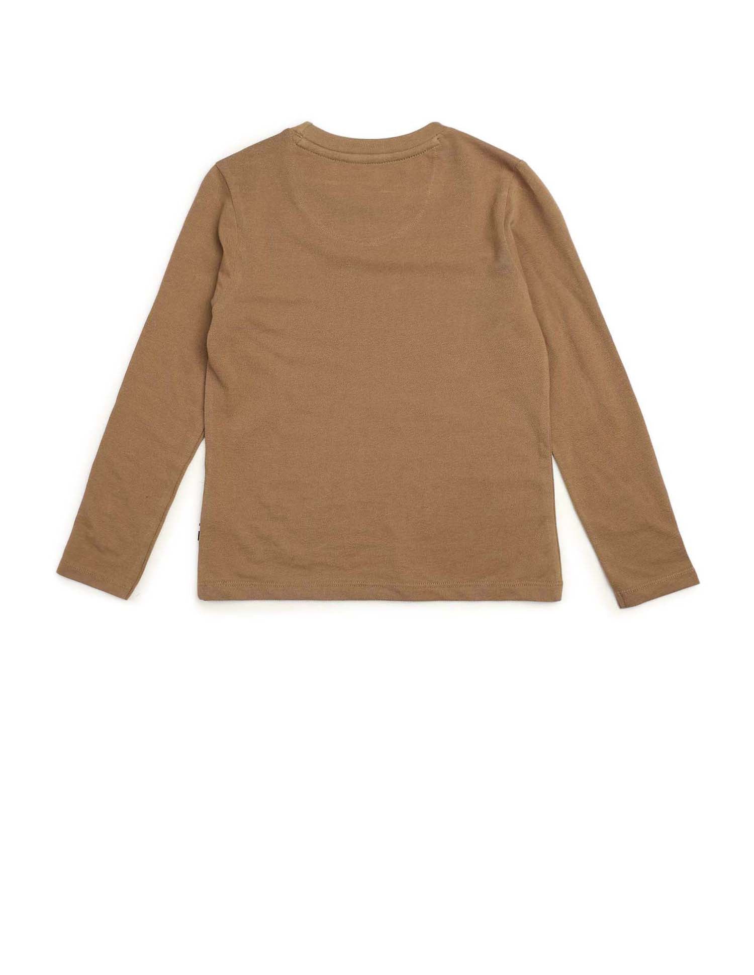 Boys Graphic Brand Printed Regular Fit T Shirt Light Brown - U.S. POLO ASSN. | Large