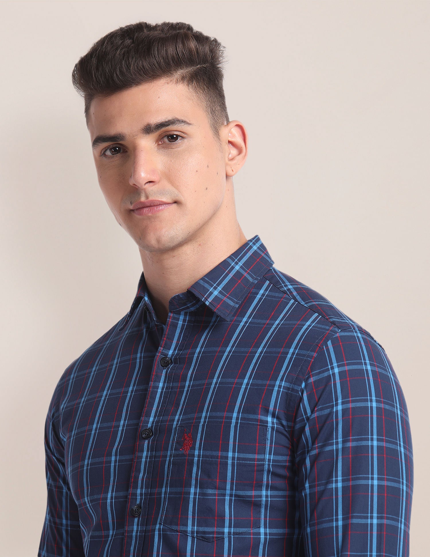 Premium Cotton Check Shirt Navy - U.S. POLO ASSN. | Large