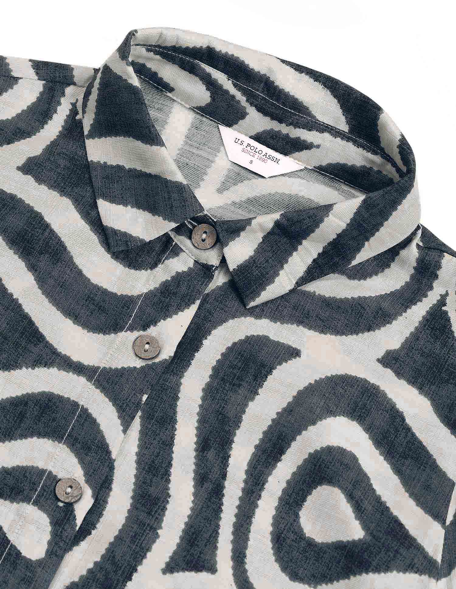 Abstract Printed Regular Fit Shirt Olive - U.S. POLO ASSN. | Large