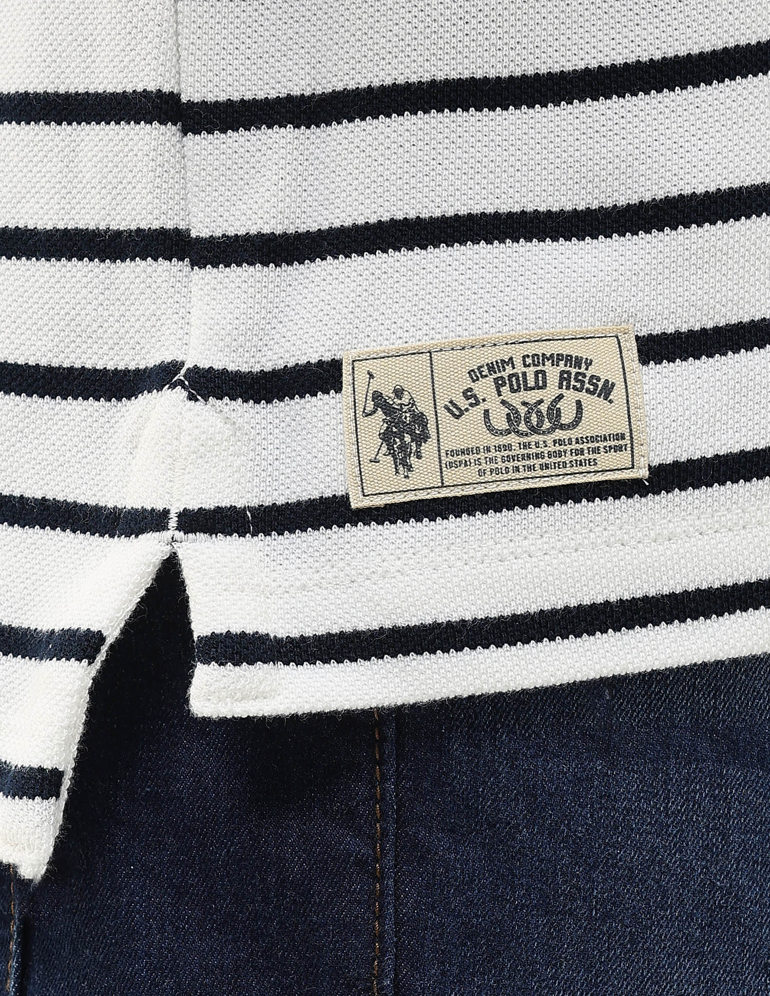 Horizontal Striped Muscle Fit Polo Shirt Ivory - U.S. Polo Assn. India | Large