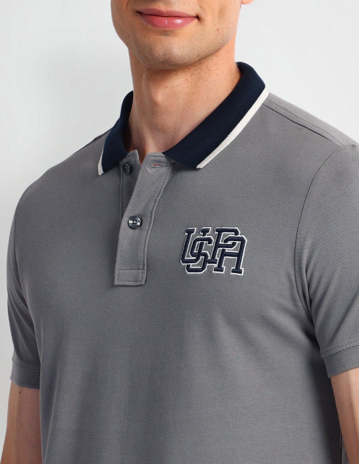Muscle Fit Solid Polo Shirt Grey - U.S. Polo Assn. India | Large