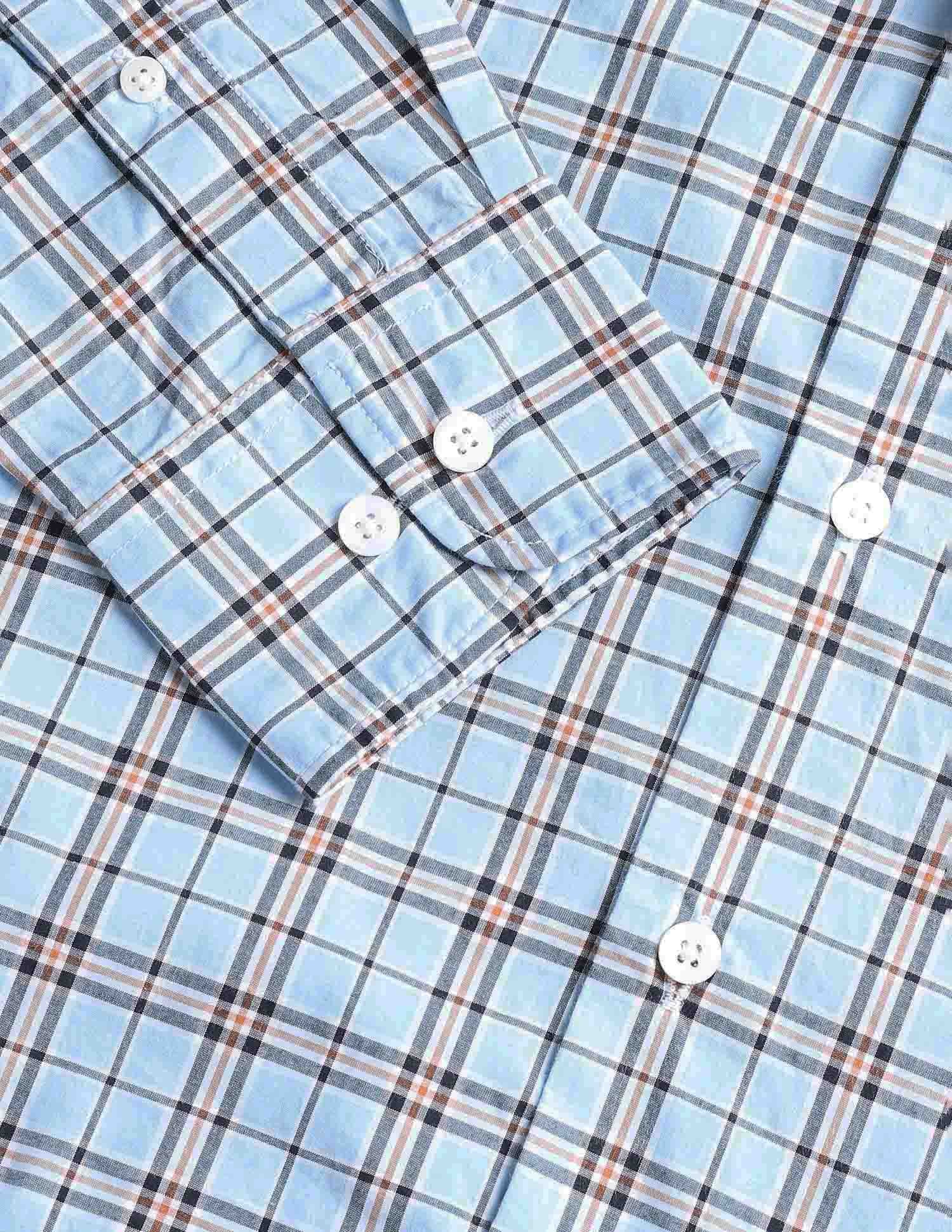 Grid Tattersall Checked Tailored Fit Shirt Light Blue - U.S. POLO ASSN. | Large