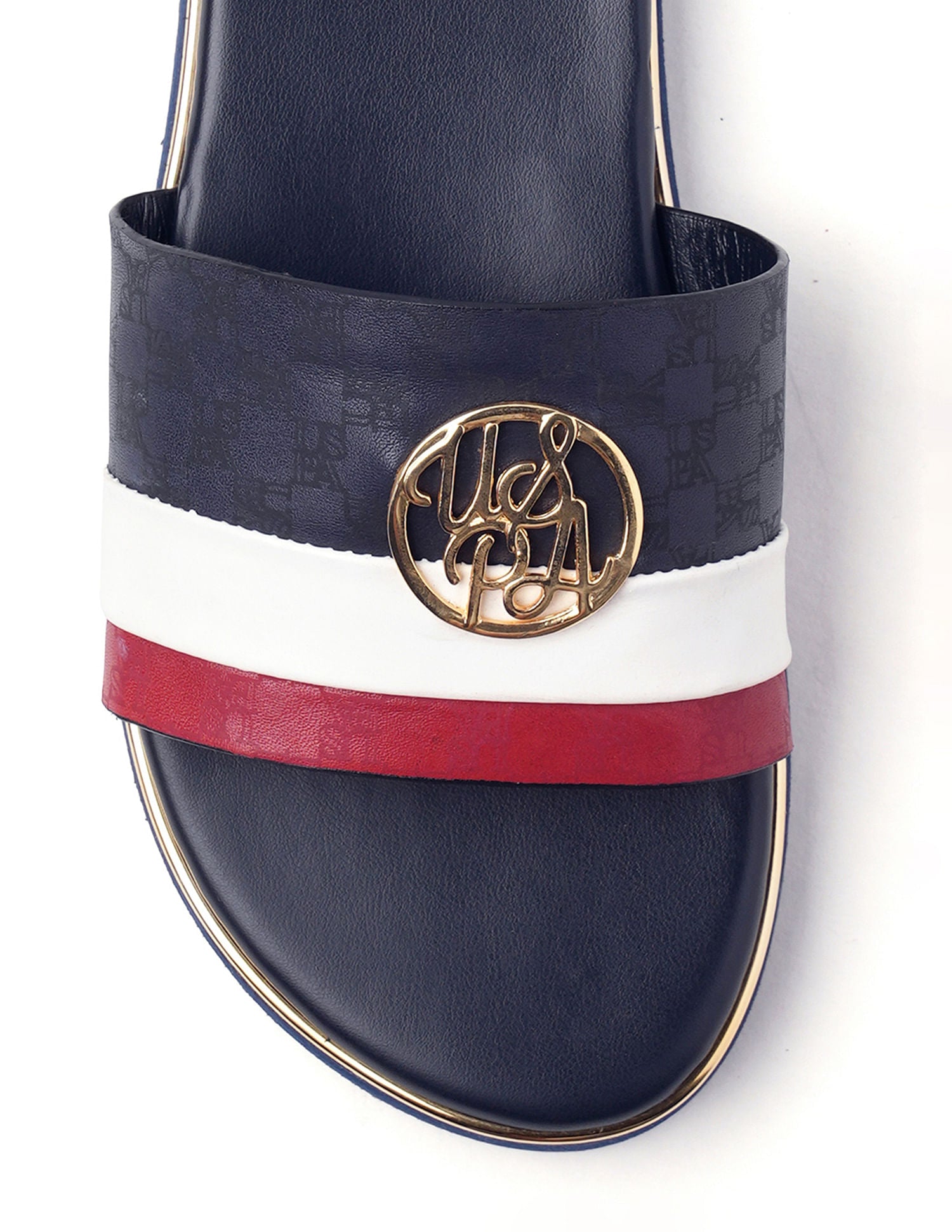Women Colour Blocked Flat Slippers Navy - U.S. POLO ASSN. | Large