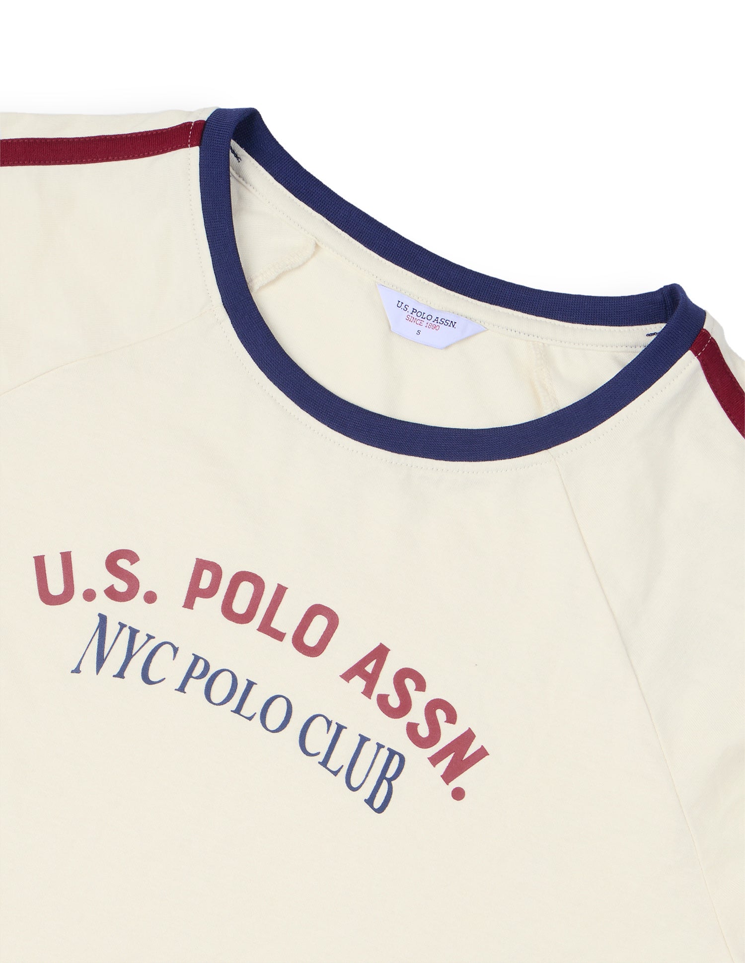 Typographic Brand Printed Regular Fit T-Shirt Ecru - U.S. Polo Assn. India | Large
