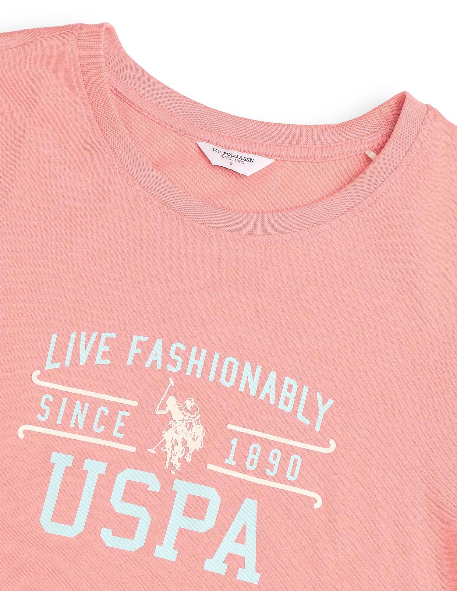 Regular Fit Brand Printed T-Shirt Pink - U.S. Polo Assn. India | Large