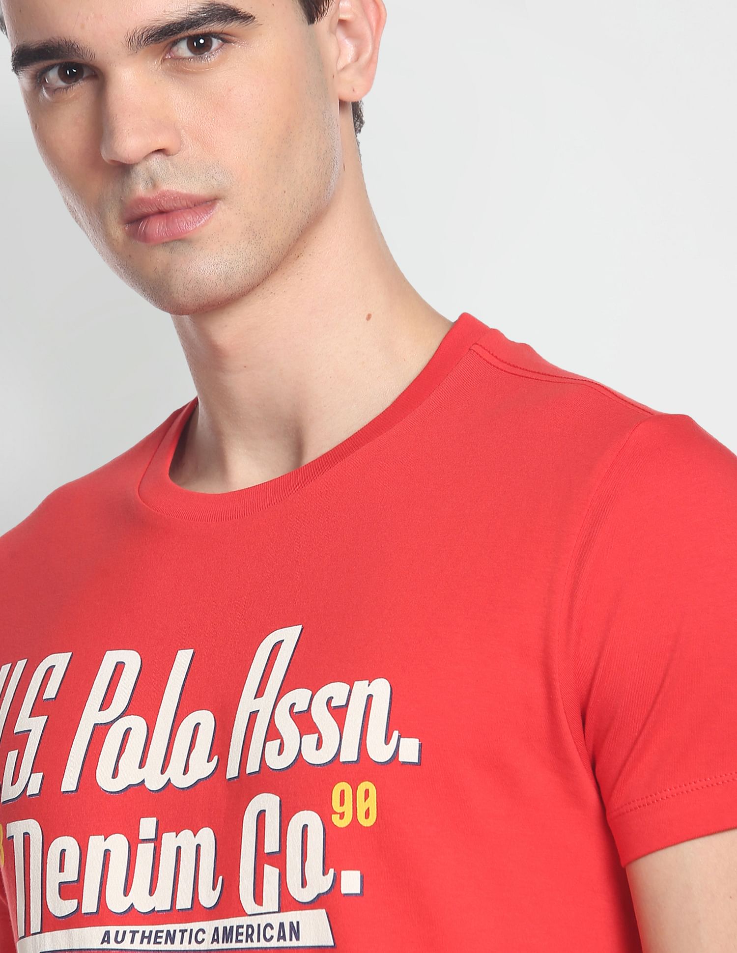 Typographic Brand Print T-Shirt Red - U.S. Polo Assn. India | Large