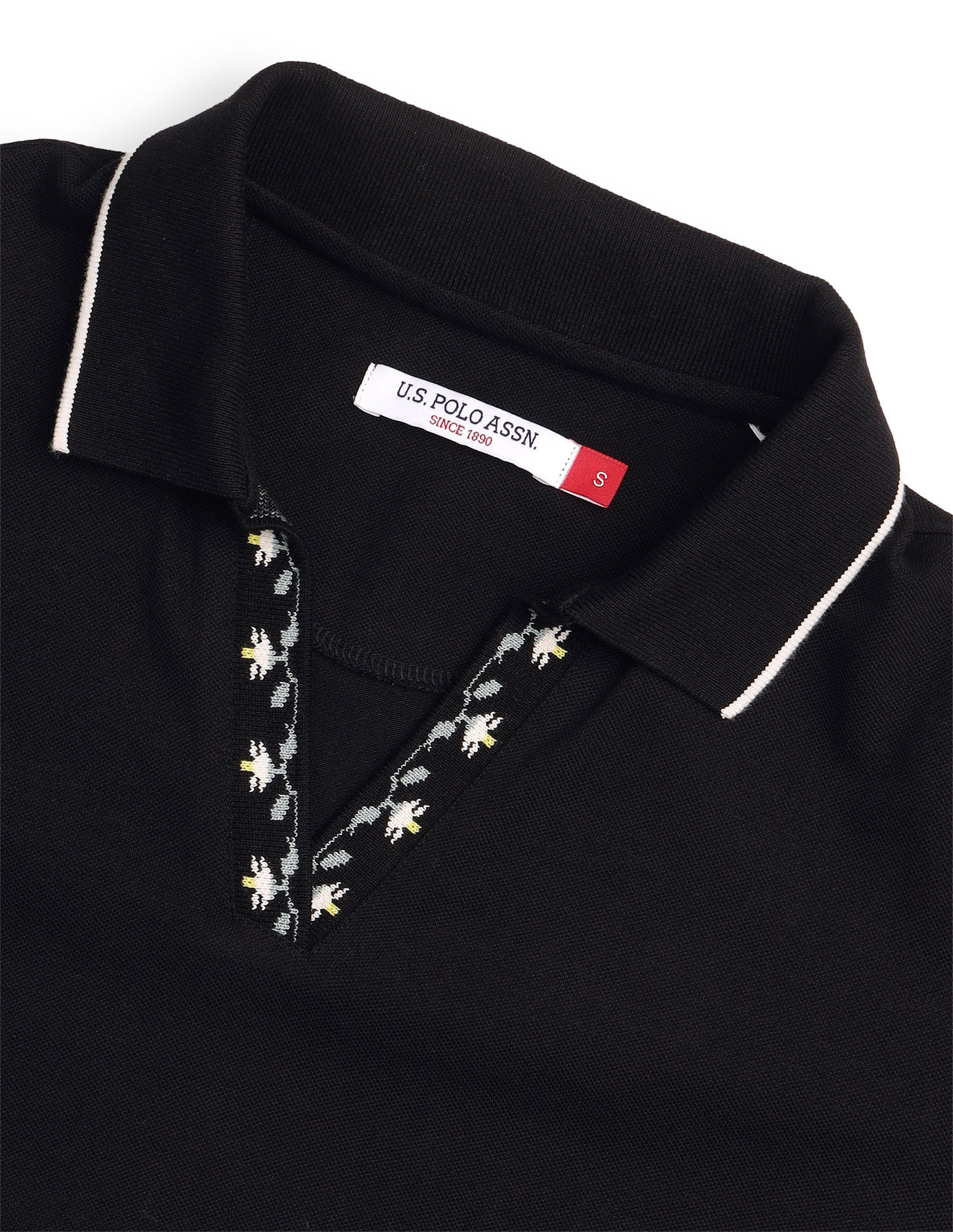 Relaxed Fit Solid Polo Shirt Black - U.S. Polo Assn. India | Large