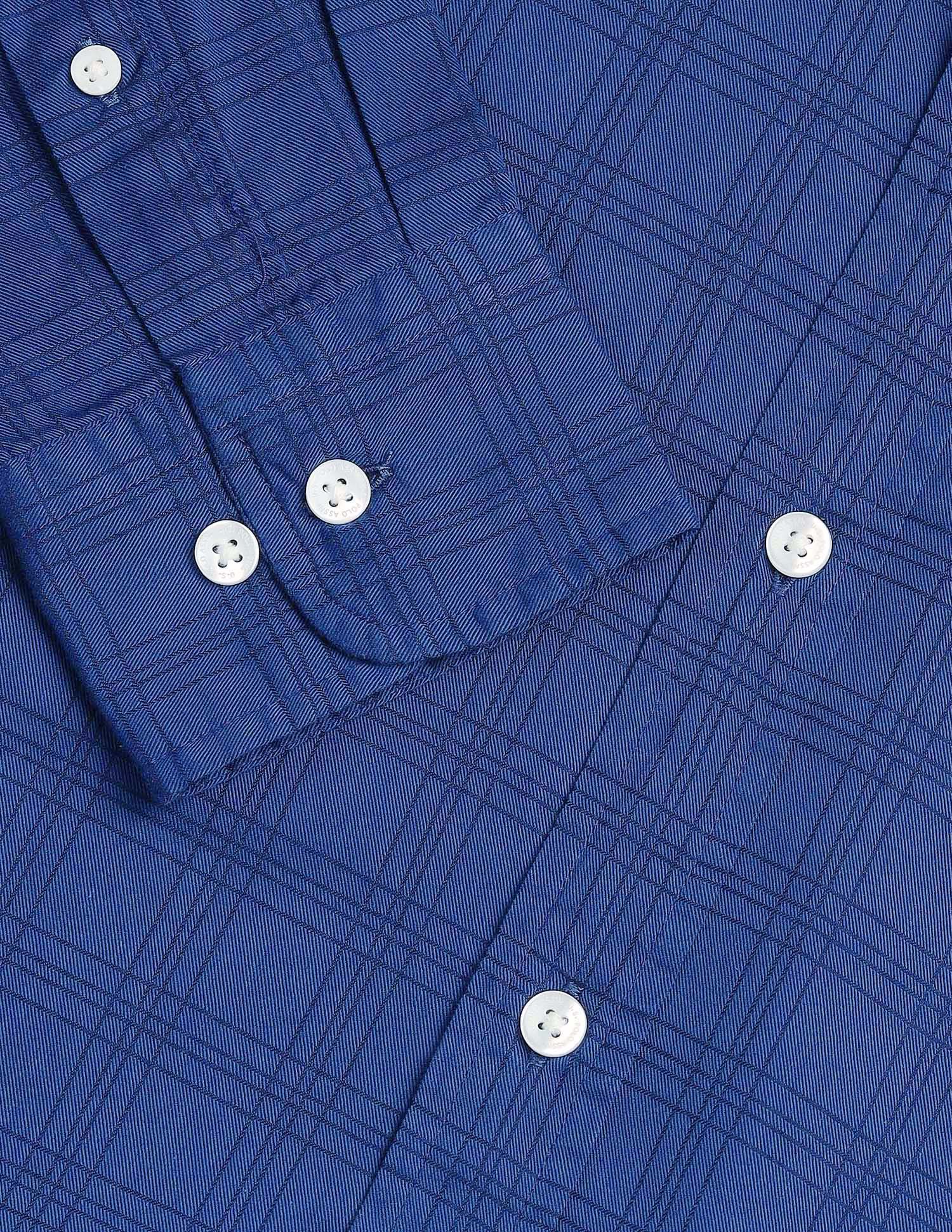 Tailored Fit Windowpane Checked Shirt Blue - U.S. Polo Assn. India | Large