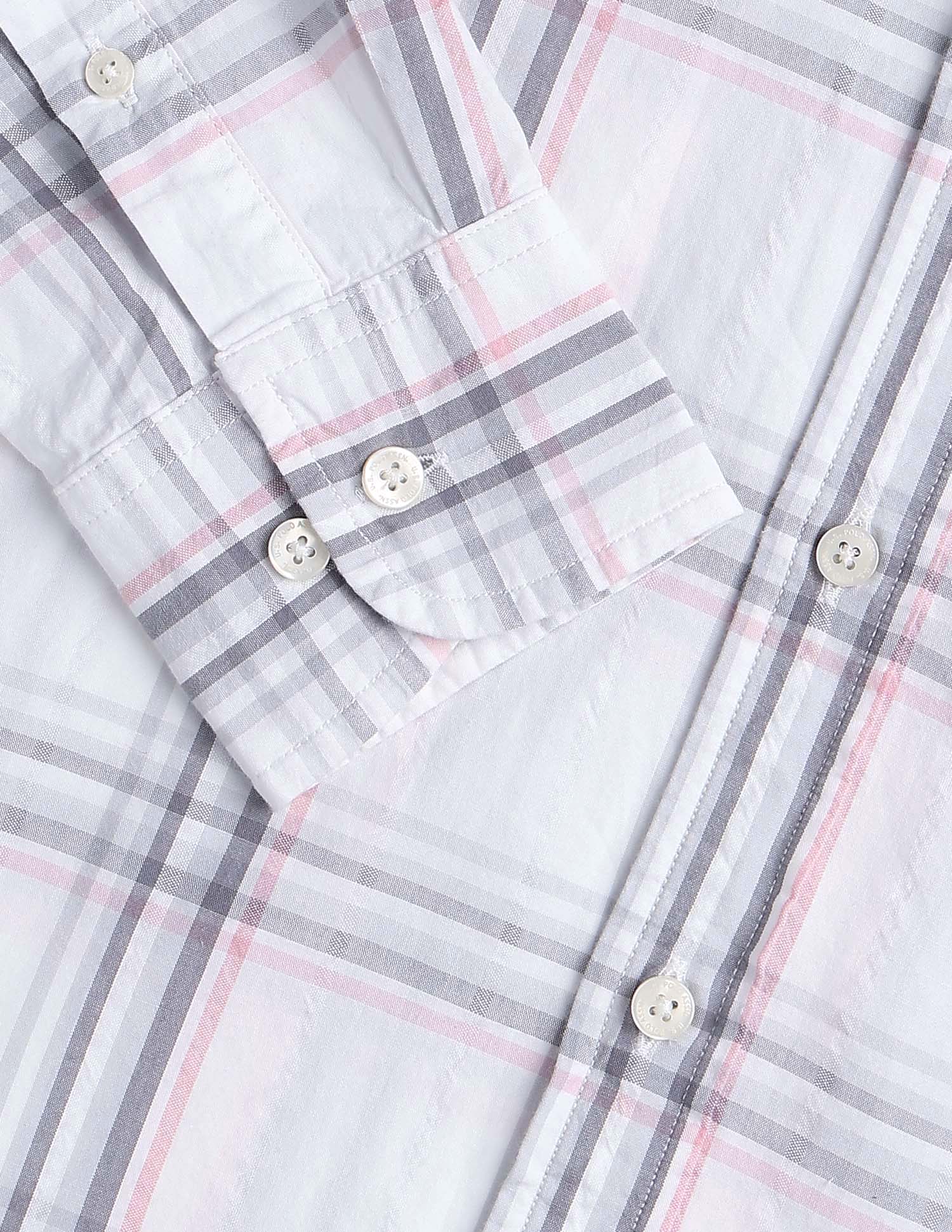 Seersucker Tailored Fit Shirt Light Grey - U.S. Polo Assn. India | Large