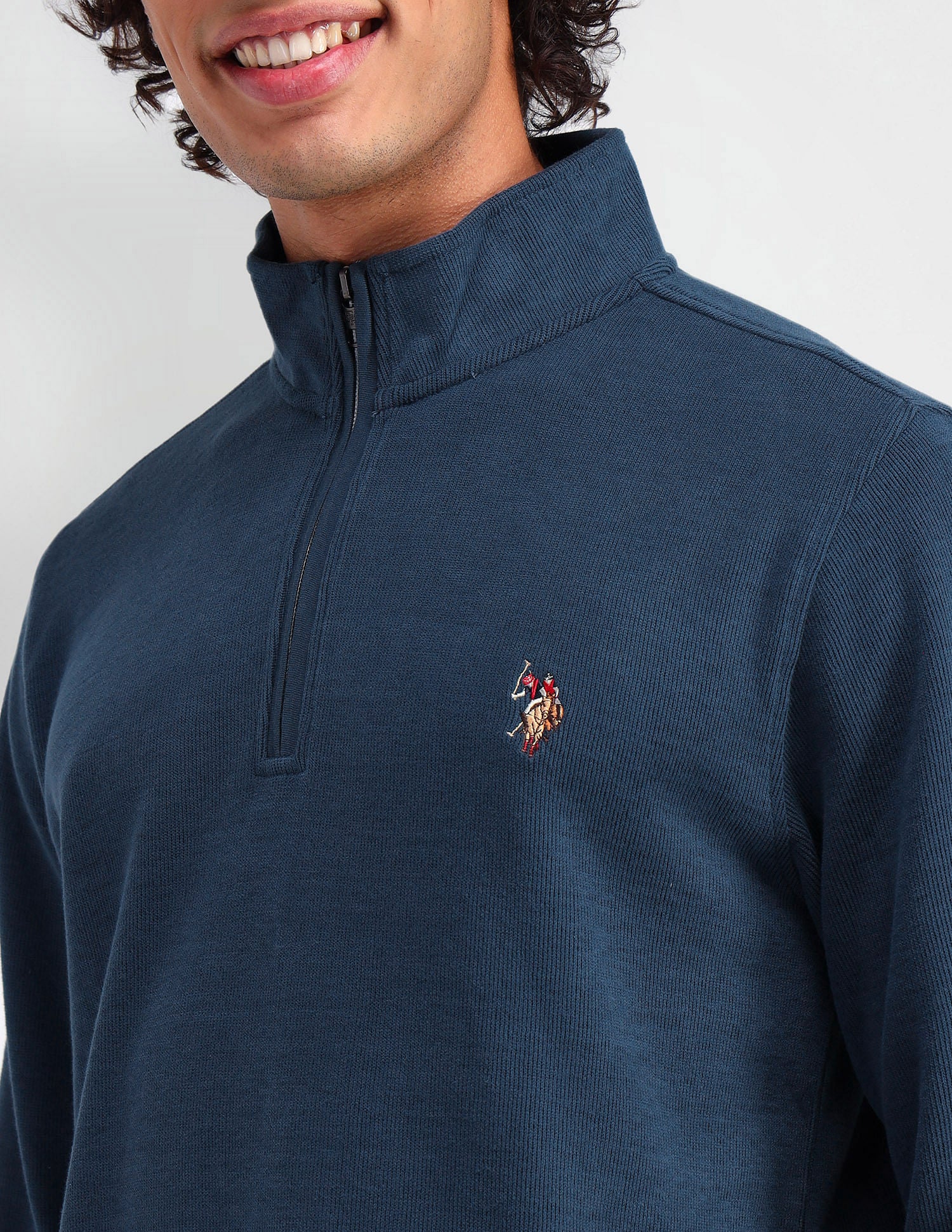 High Neck Regular Fit Sweatshirt Blue Steel - U.S. POLO ASSN. | Large