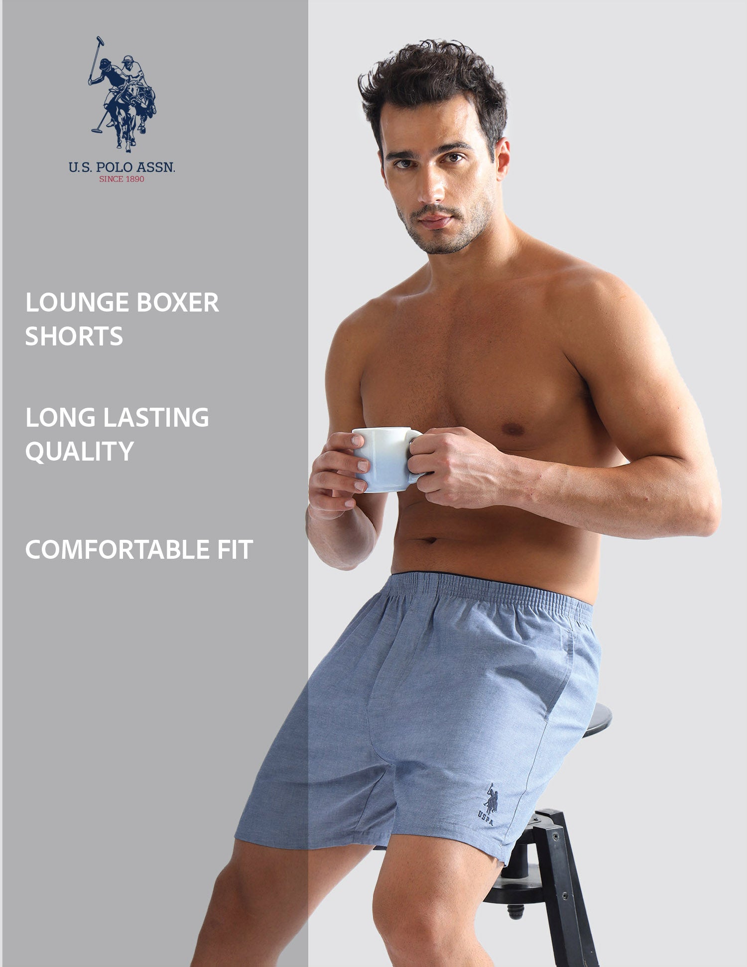 Pure Cotton EX003  Boxer Shorts - Pack of 1 Navy Chambray - U.S. POLO ASSN. | Large
