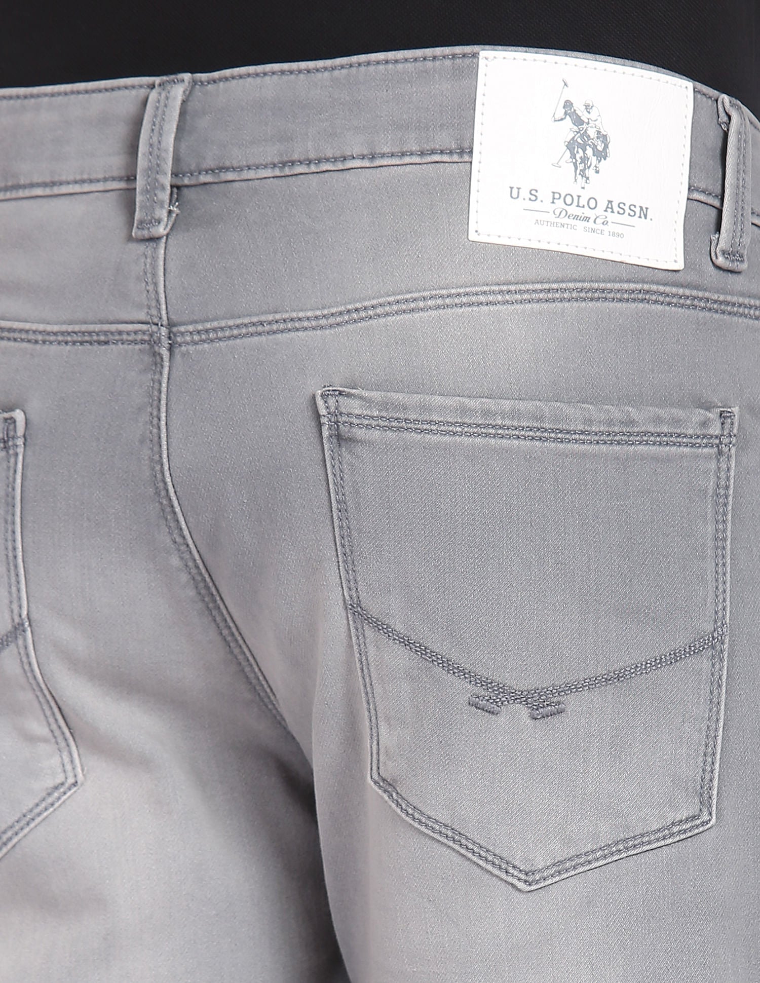 Brandon Slim Tapered Stone Wash Jeans Grey - U.S. POLO ASSN. | Large