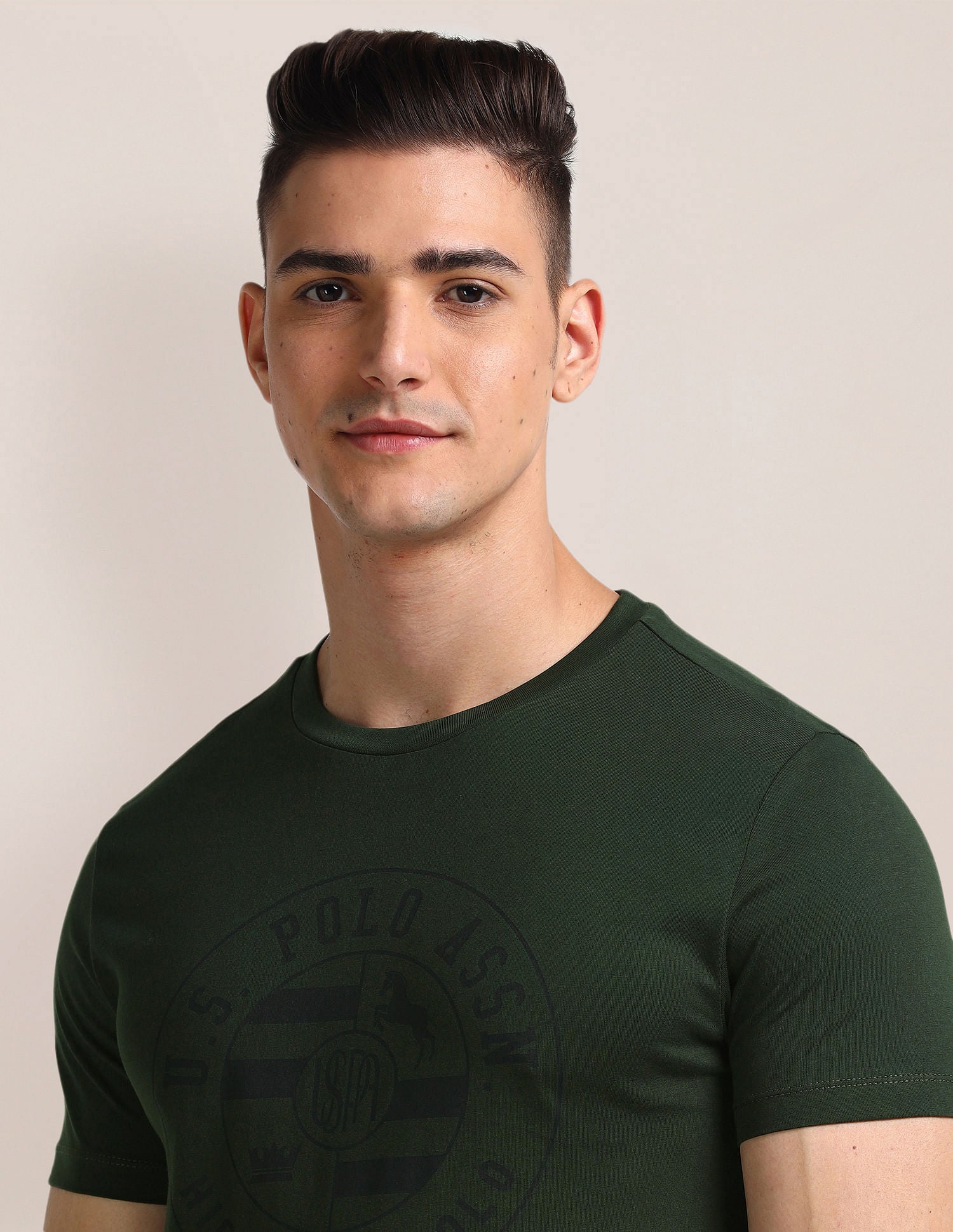 Brand Printed Slim Fit T-Shirt Olive - U.S. Polo Assn. India | Large