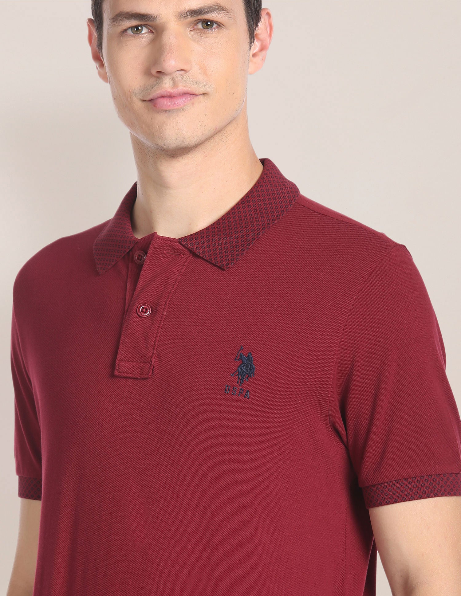 Solid Cotton Polo Shirt Maroon - U.S. Polo Assn. India | Large