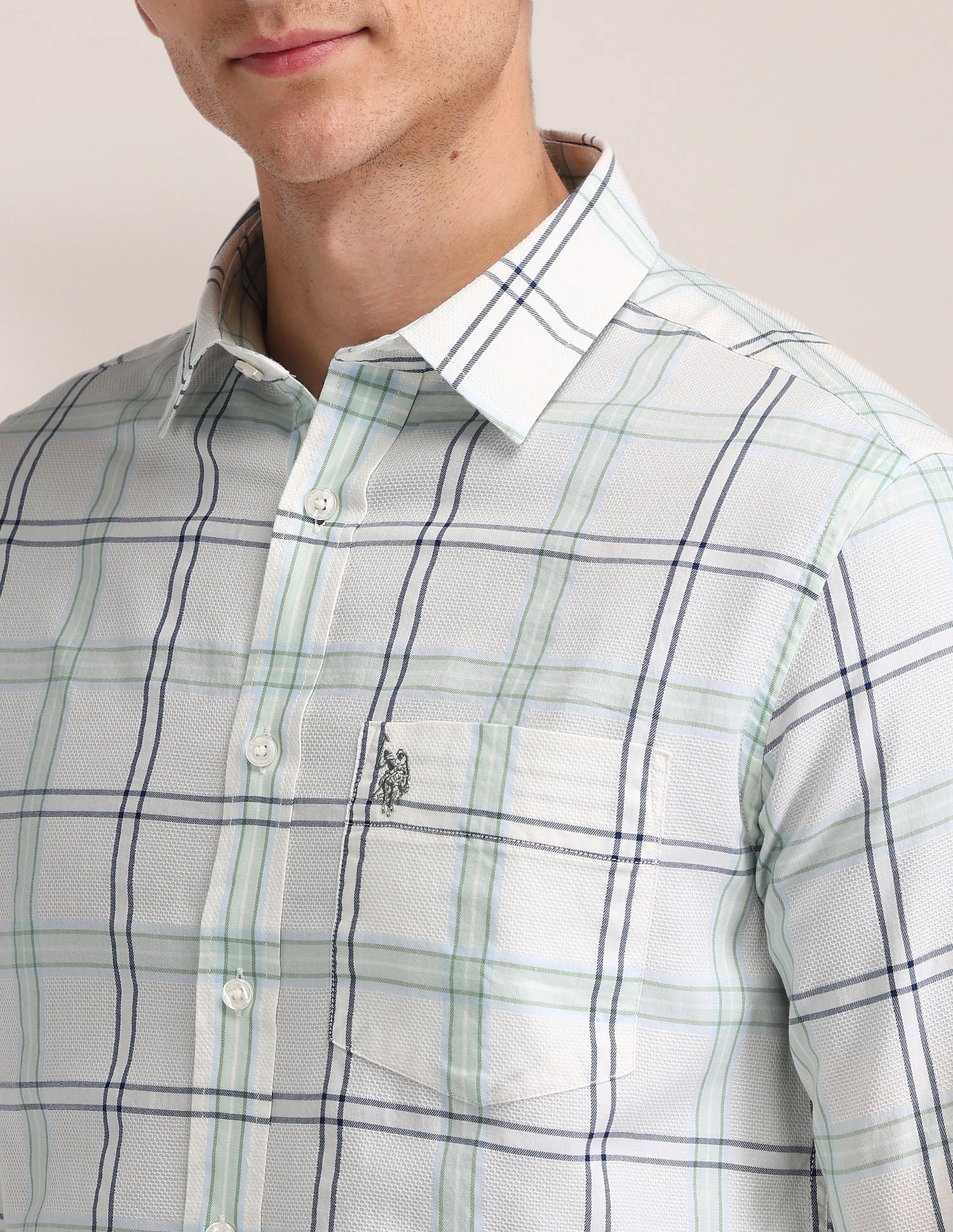 Plaid Check Oxford Shirt Ivory - U.S. Polo Assn. India | Large