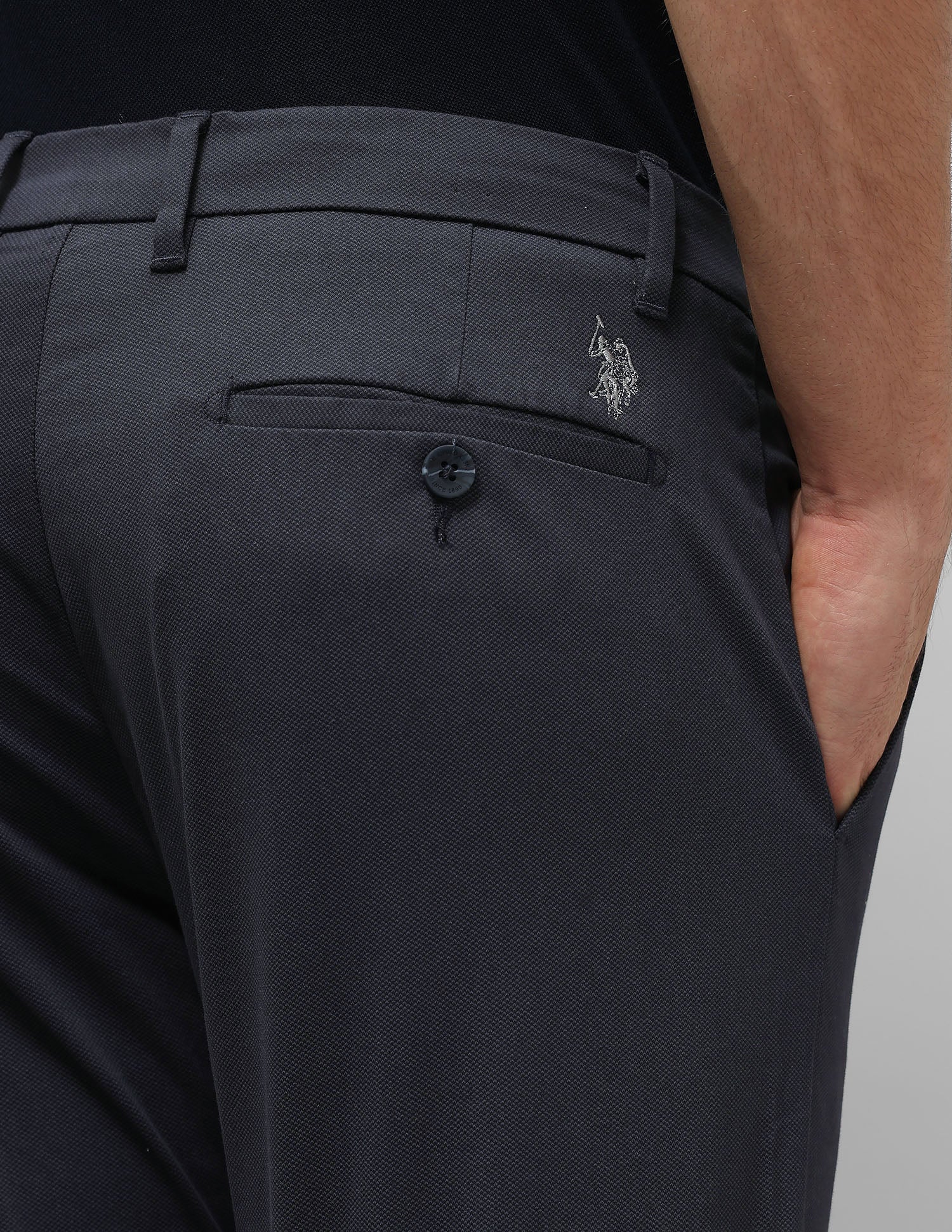 Austin Slim Fit Satin Trousers Navy - U.S. POLO ASSN. | Large