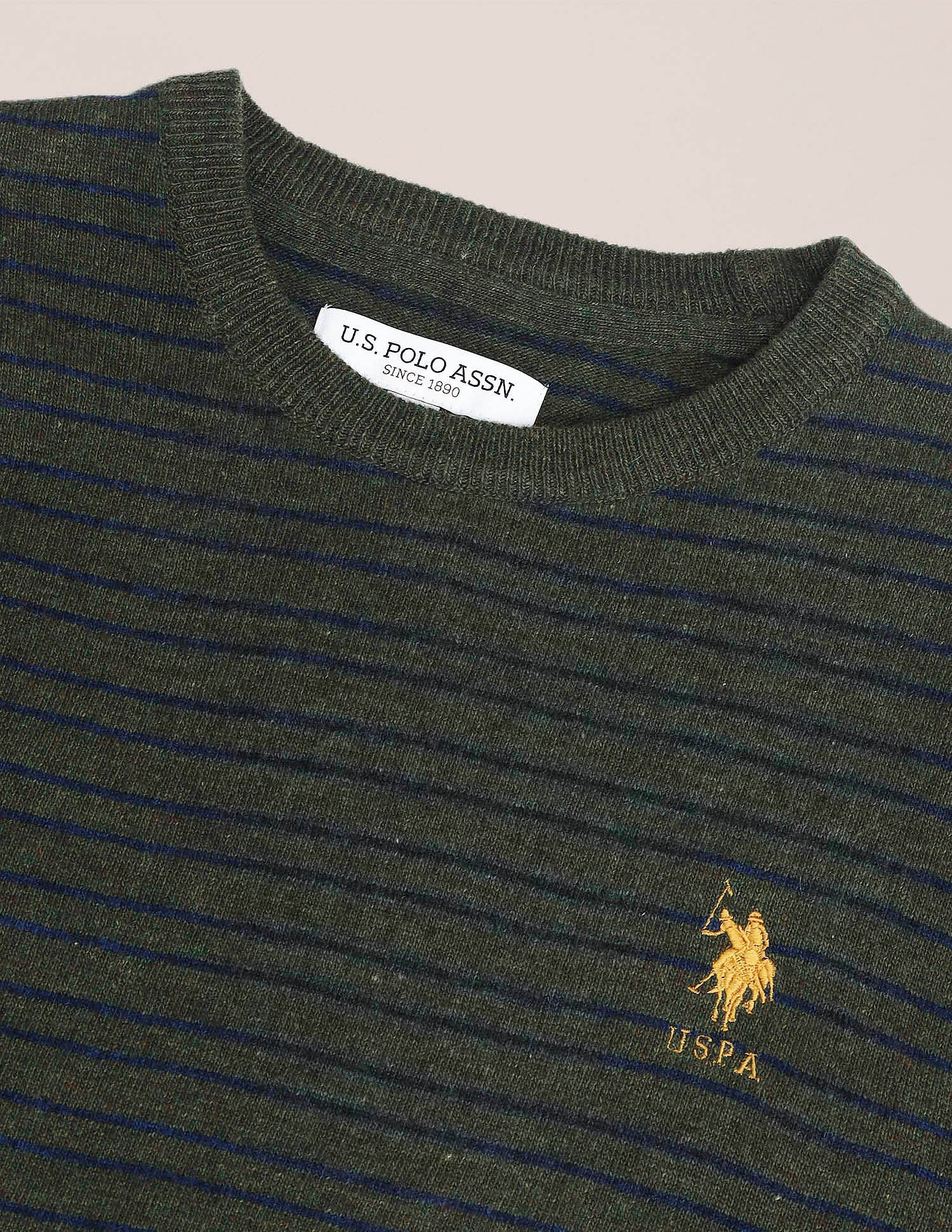 Regular Fit Striped Sweater Green - U.S. Polo Assn. India | Large