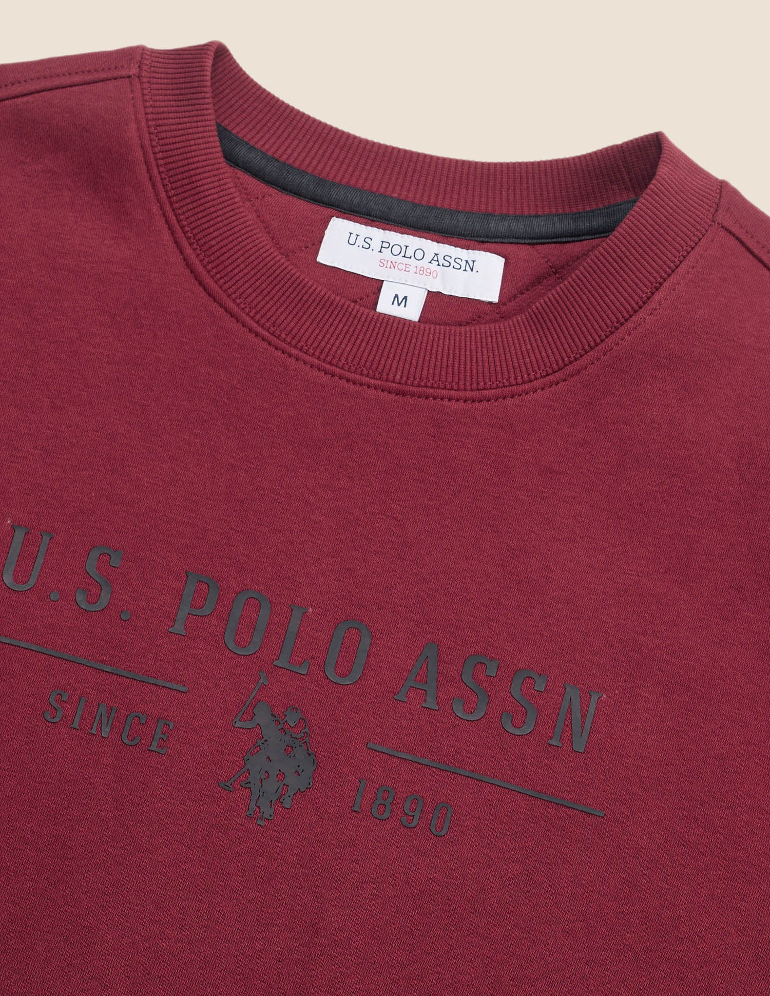 Brand Printed Crew Neck Sweatshirt Maroon - U.S. POLO ASSN. | Large