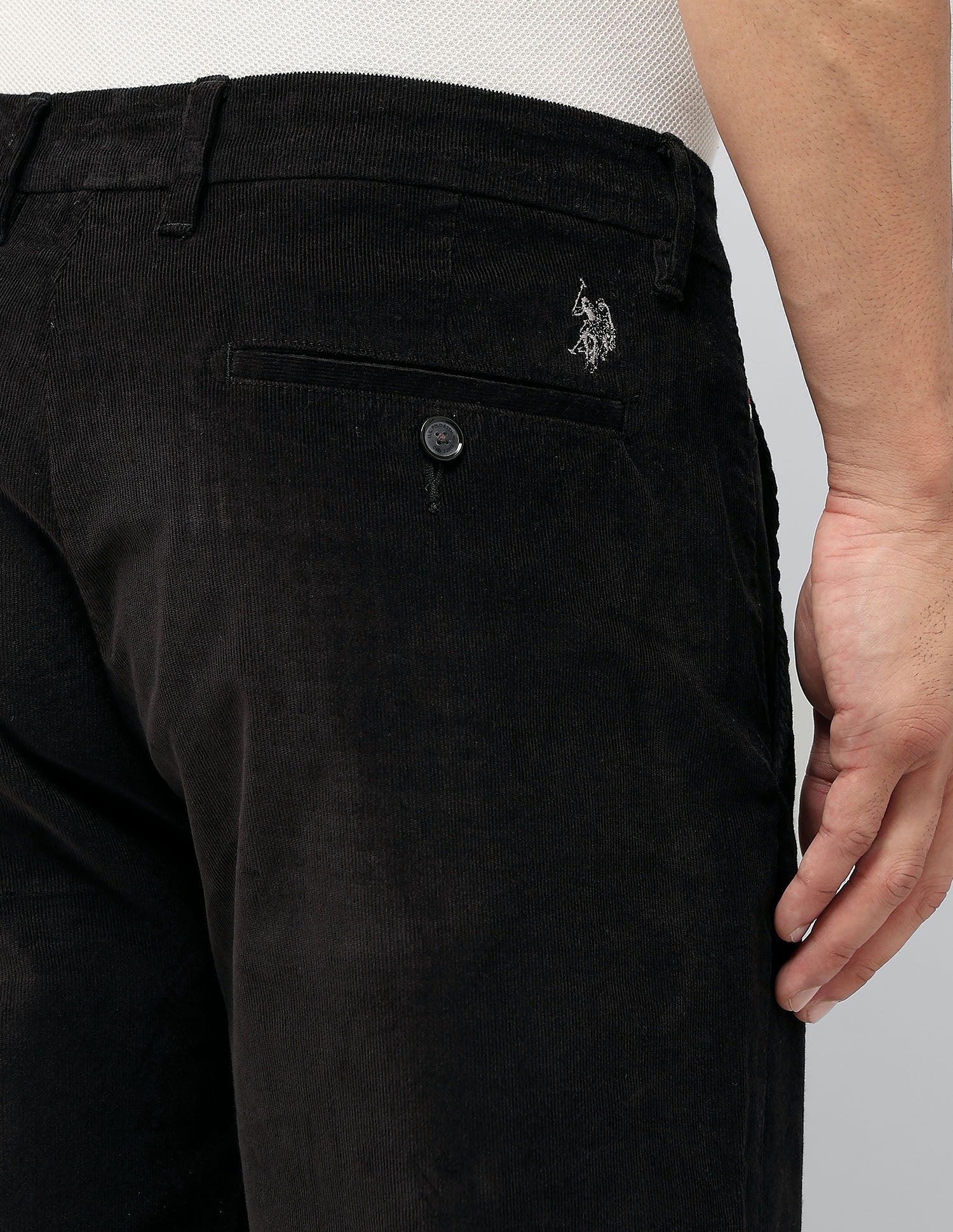 Mid Rise Slim Fit Trousers Black - U.S. Polo Assn. India | Large