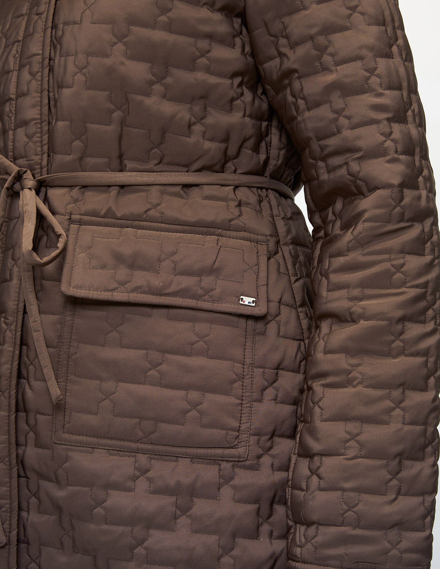 Solid Longline Quilted Jacket Brown - U.S. Polo Assn. India | Large