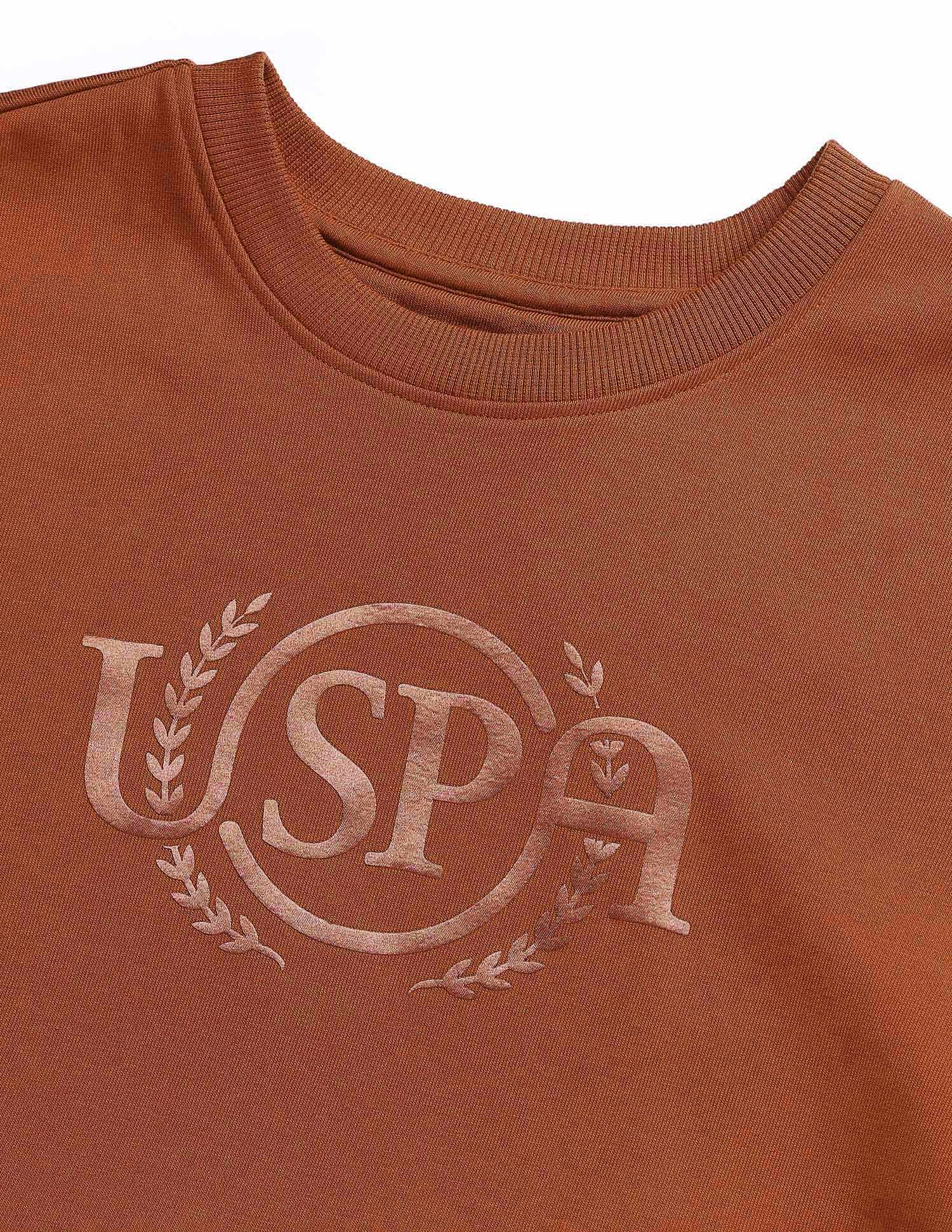 Brand Printed Regular Fit Sweatshirt Rust - U.S. POLO ASSN. | Large