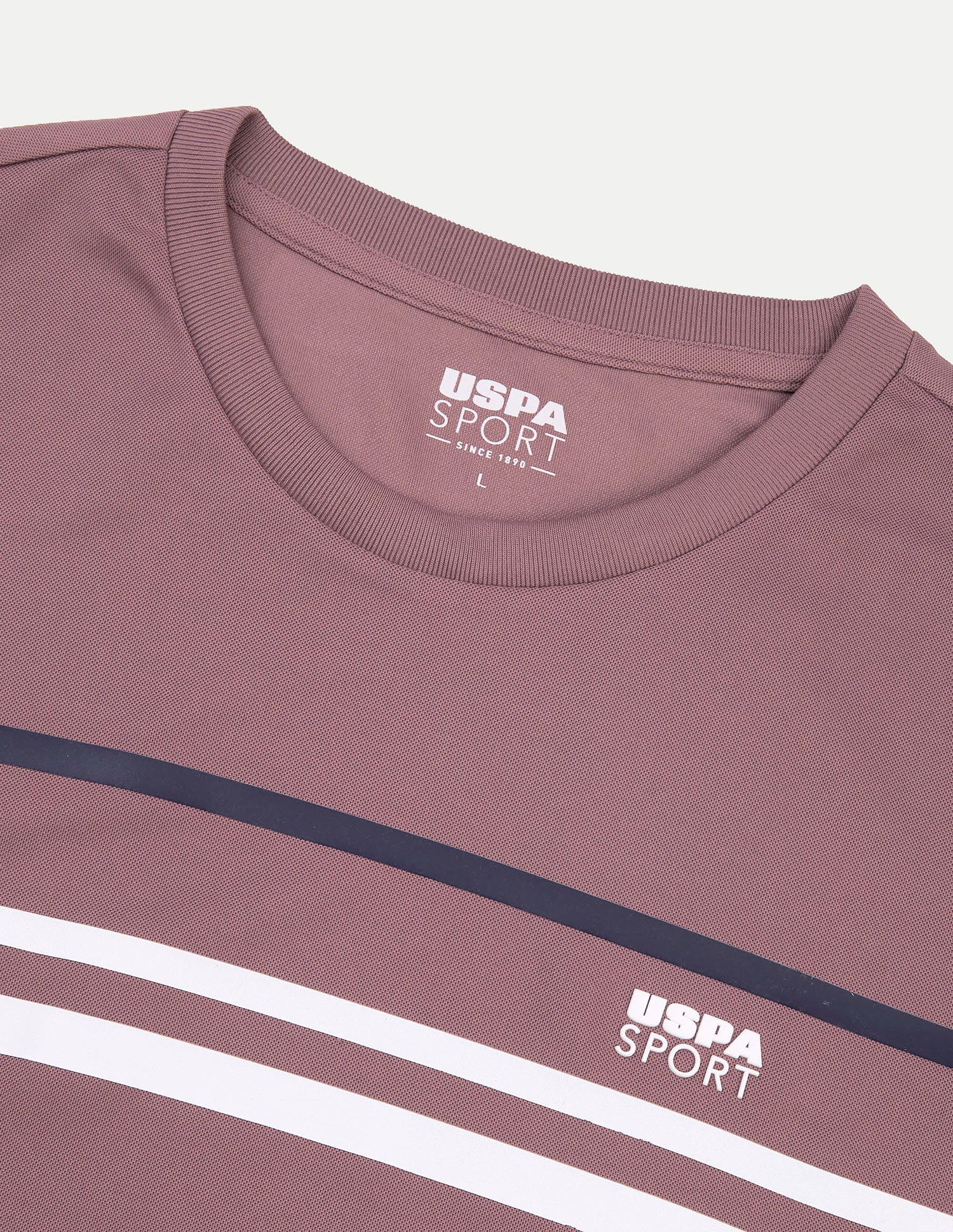 Horizontal Striped Regular Fit Active T-Shirt Lavender - U.S. Polo Assn. India | Large