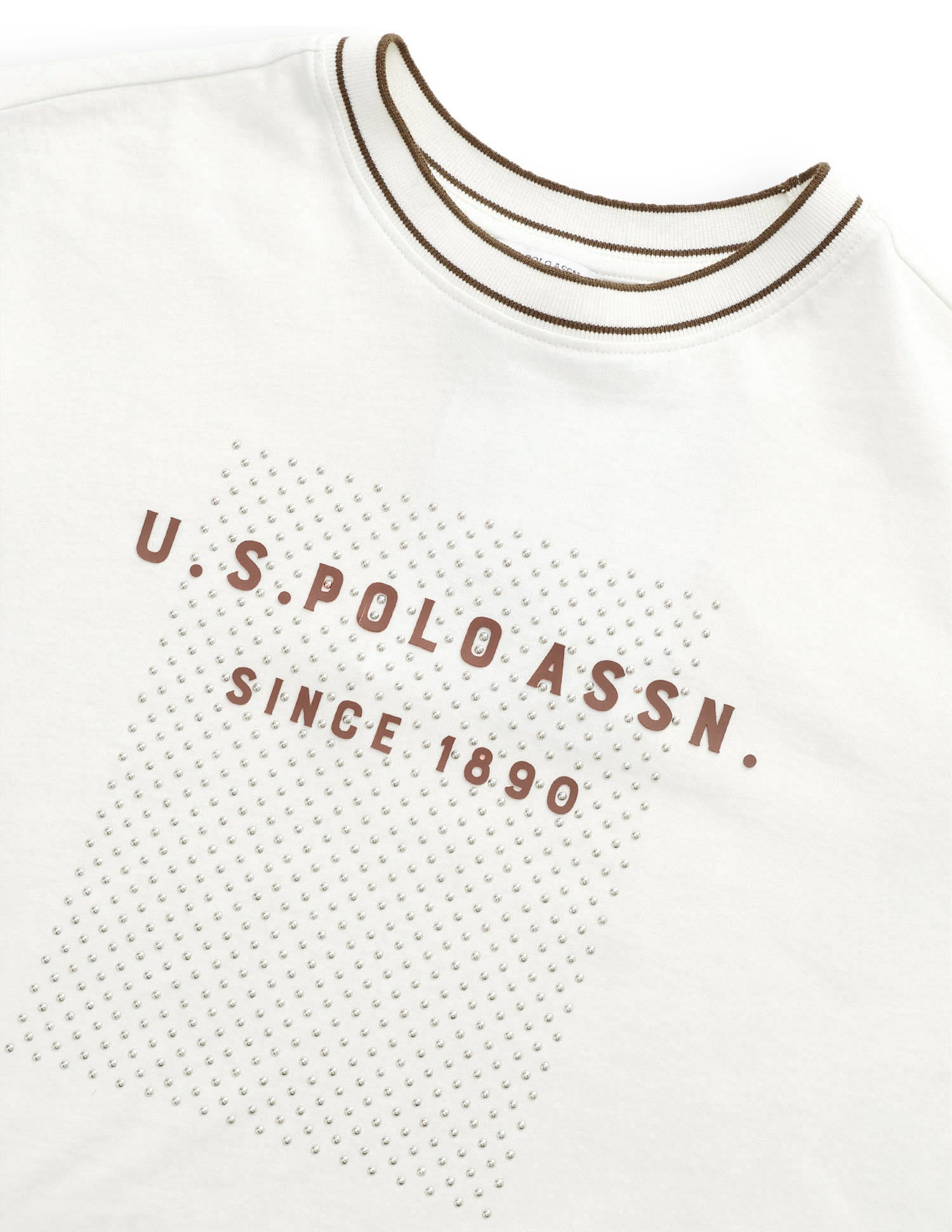 Embellished Boxy Fit T-Shirt Off-White - U.S. Polo Assn. India | Large