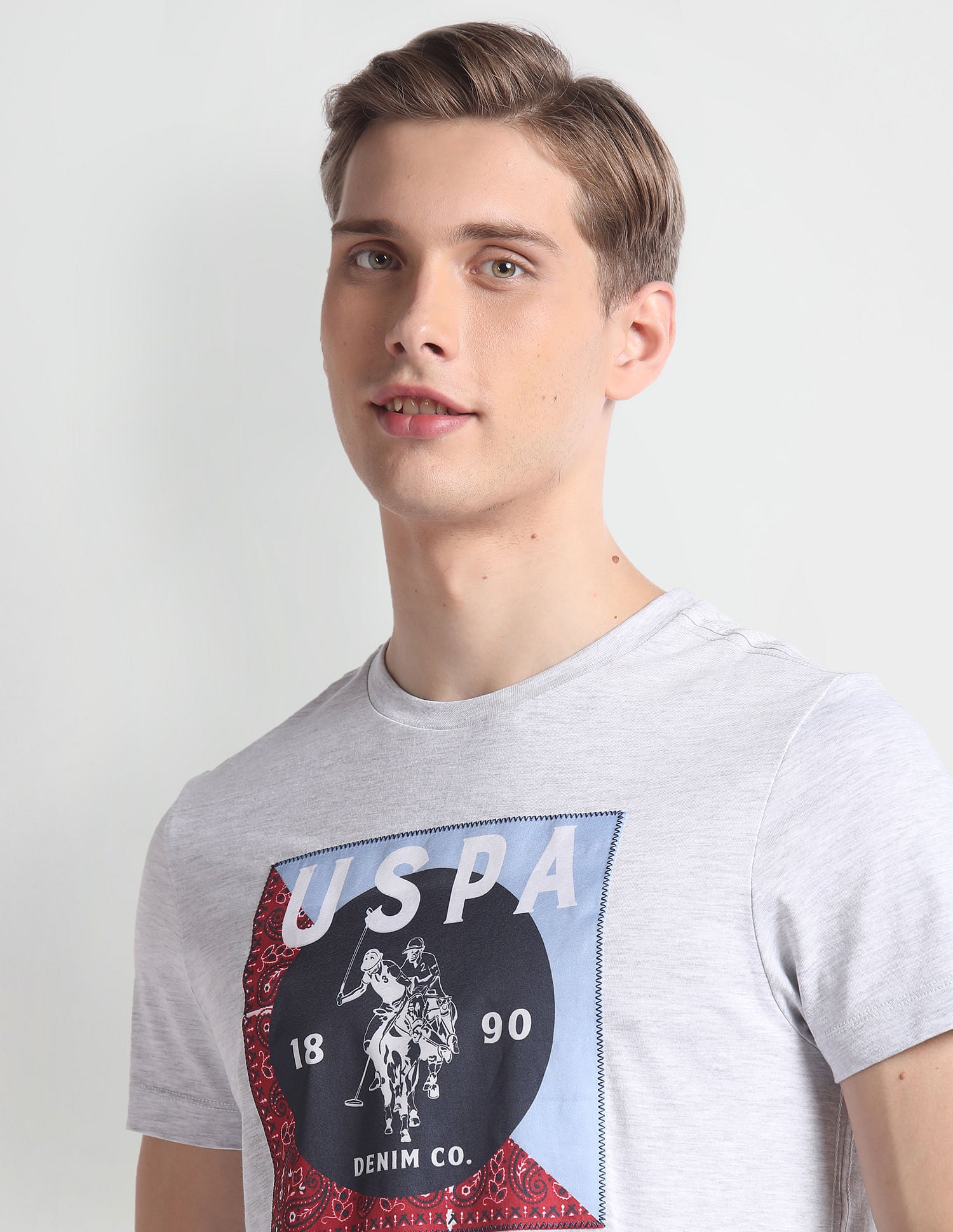 Crew Neck Graphic Print T-Shirt Grey - U.S. POLO ASSN. | Large