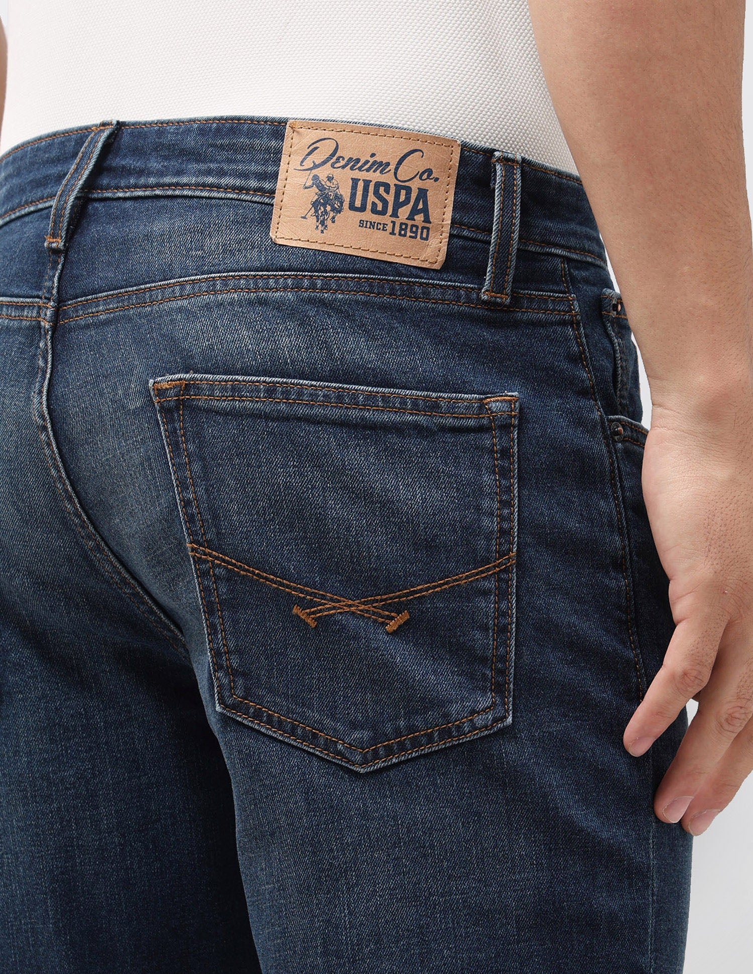 Cole Comfort Cropped Fit Blue Jeans Mid Blue - U.S. Polo Assn. India | Large