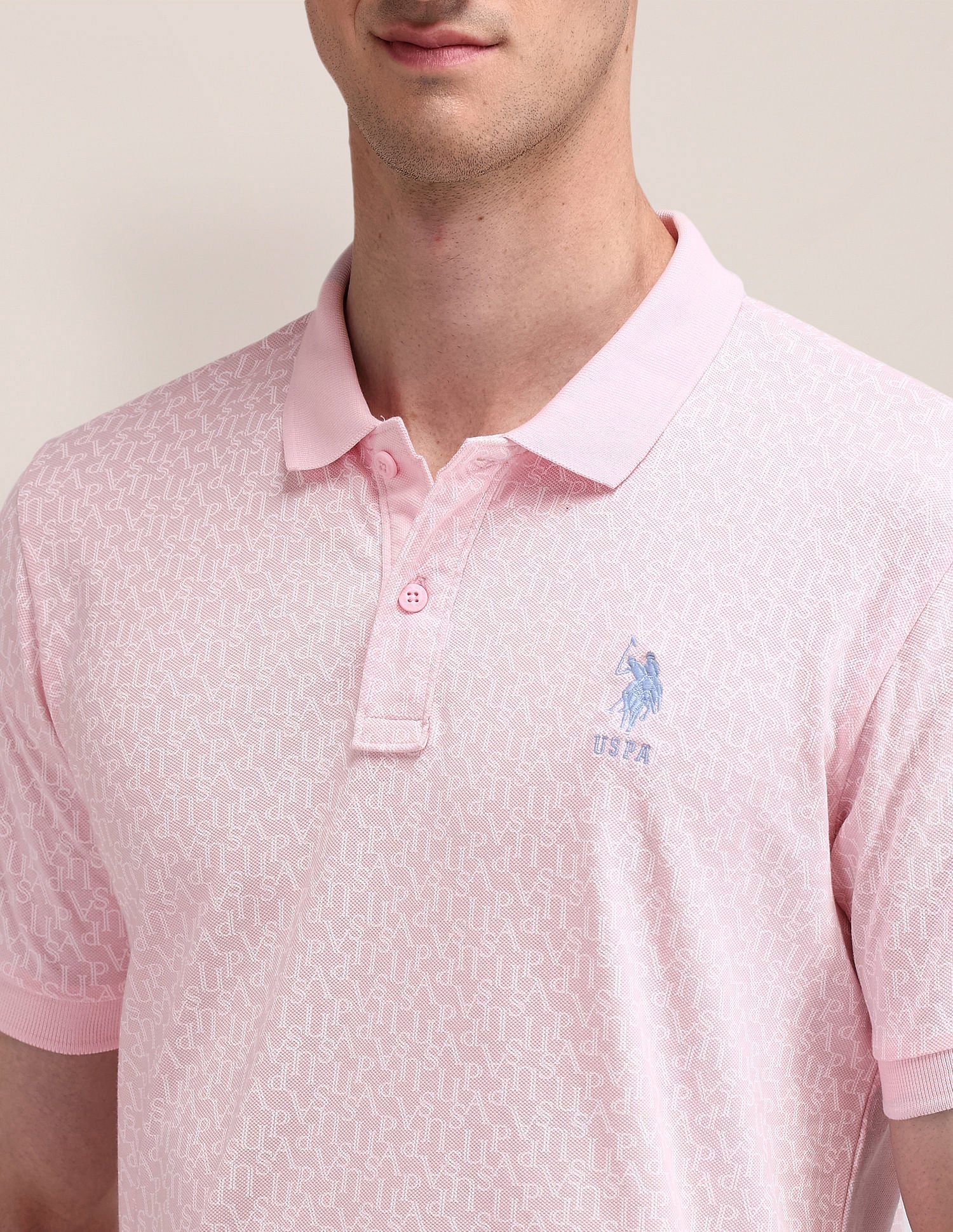 Slim Fit Printed Polo Shirt Pink - U.S. POLO ASSN. | Large