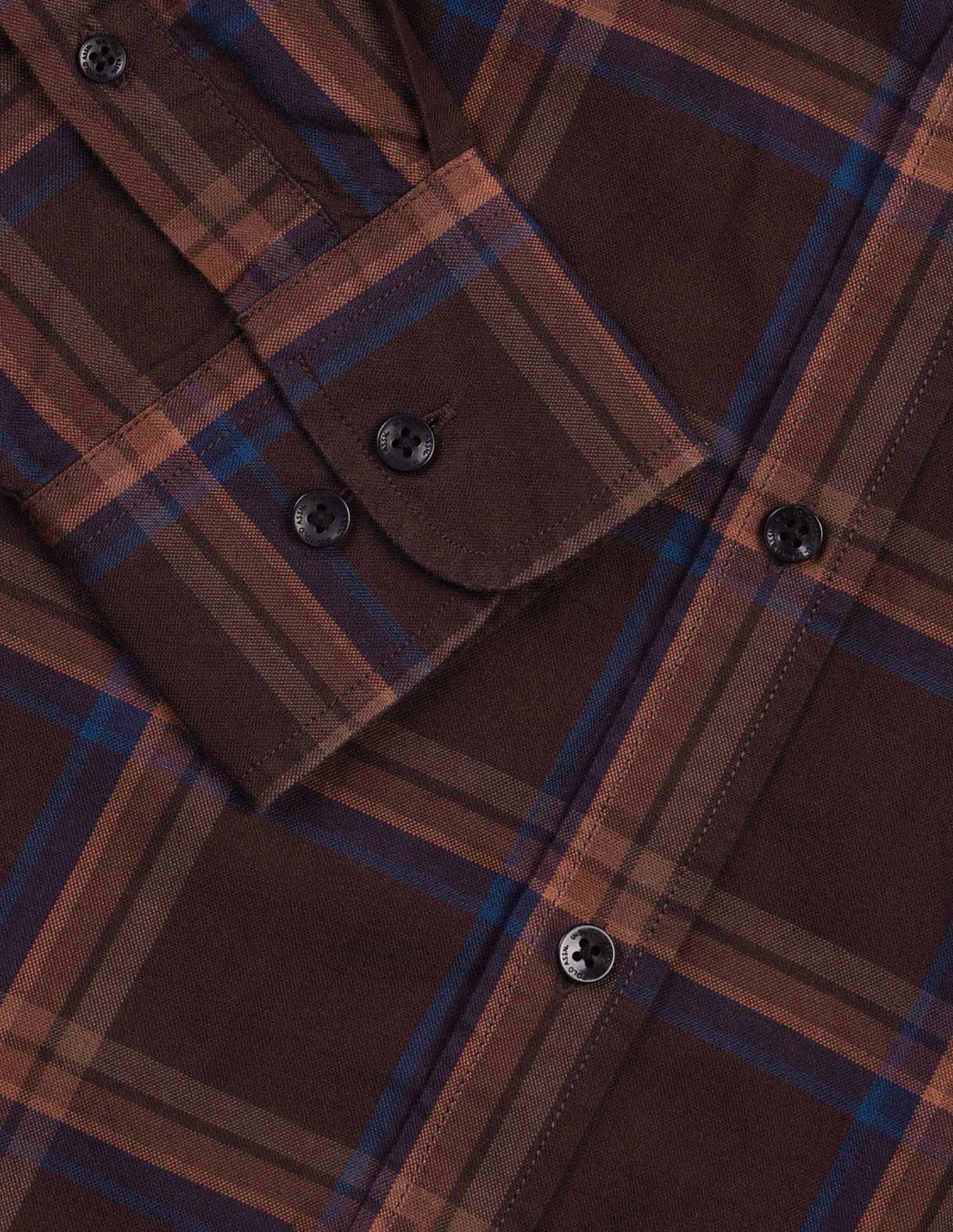 Plaid Checked Pure Cotton Shirt Brown - U.S. Polo Assn. India | Large