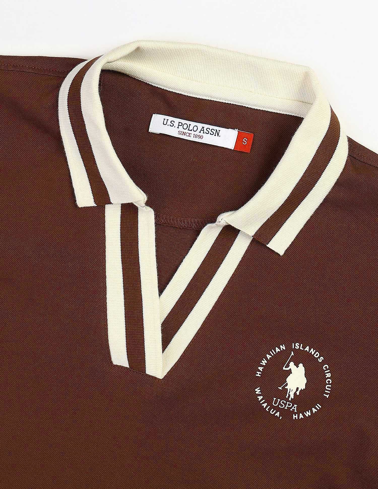 Regular Fit Solid Polo Shirt Light Brown - U.S. Polo Assn. India | Large