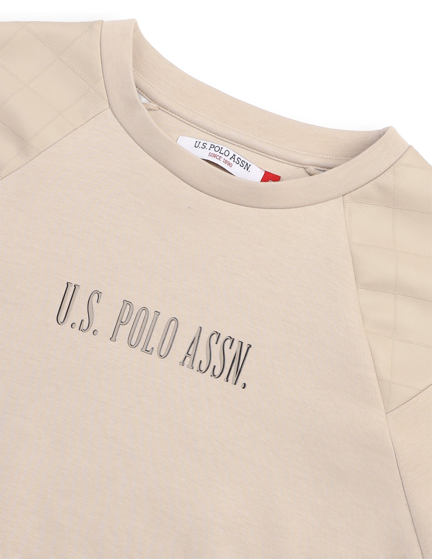 Brand Printed Oversized Fit Sweatshirt Beige - U.S. Polo Assn. India | Large