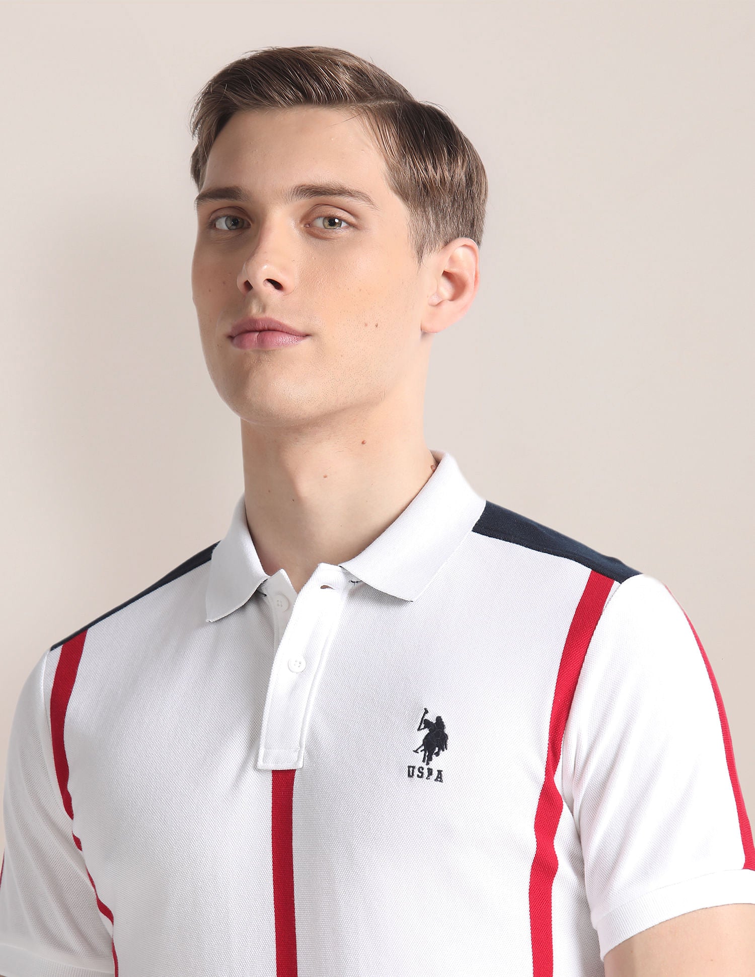 Vertical Stripe Cotton Polo Shirt White - U.S. Polo Assn. India | Large