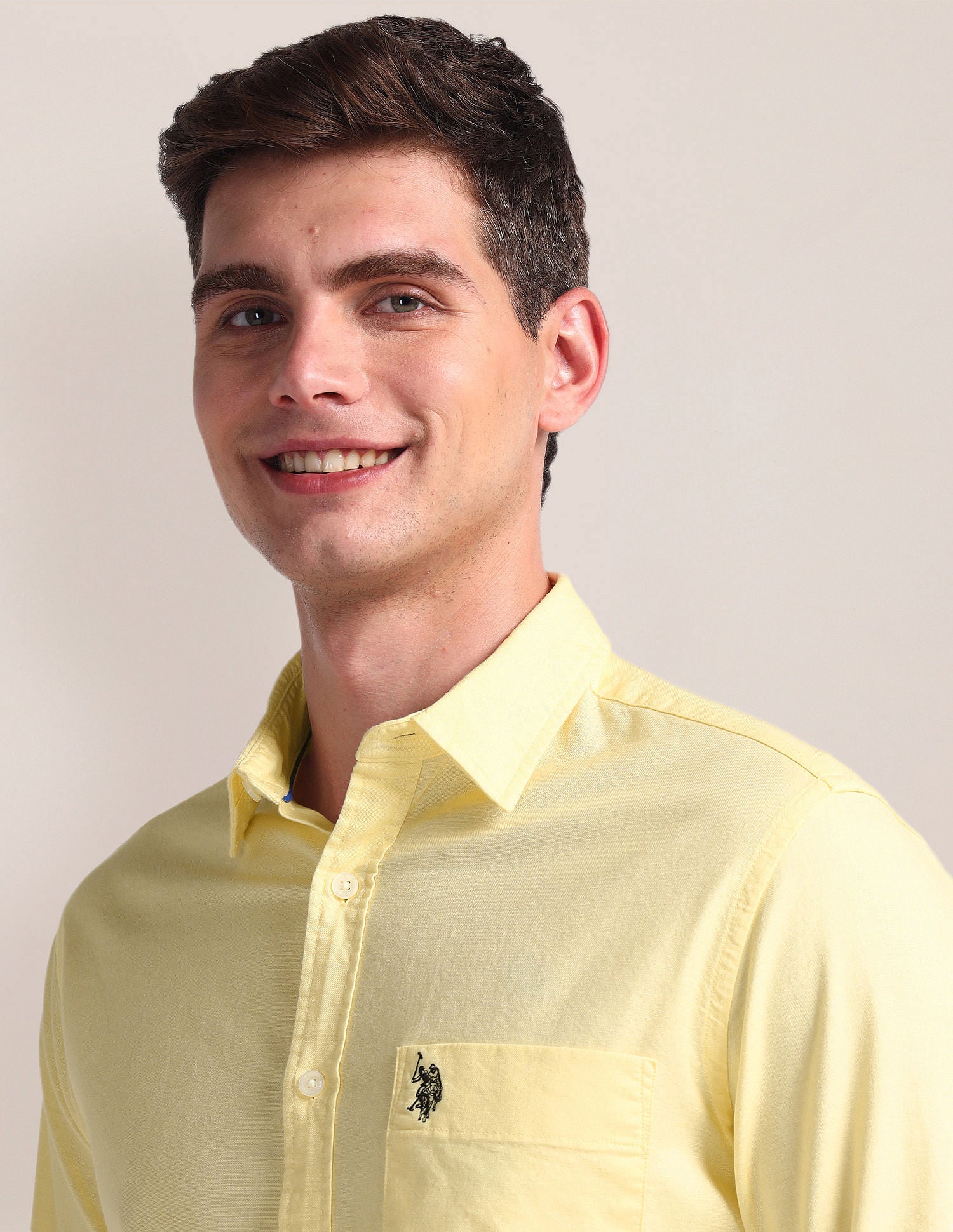 Solid Dobby Shirt Yellow - U.S. Polo Assn. India | Large