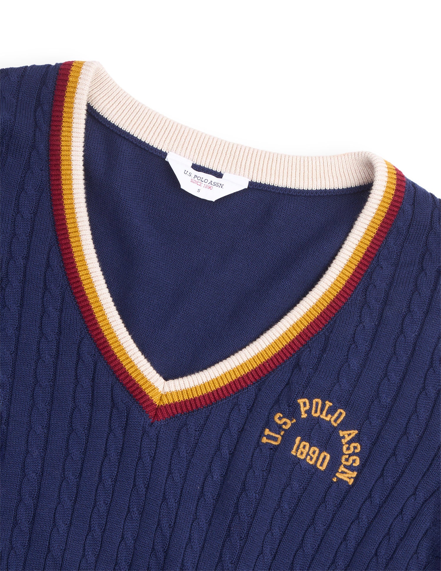 Cable Patterned Knit Regular Fit Sweater Navy - U.S. Polo Assn. India | Large