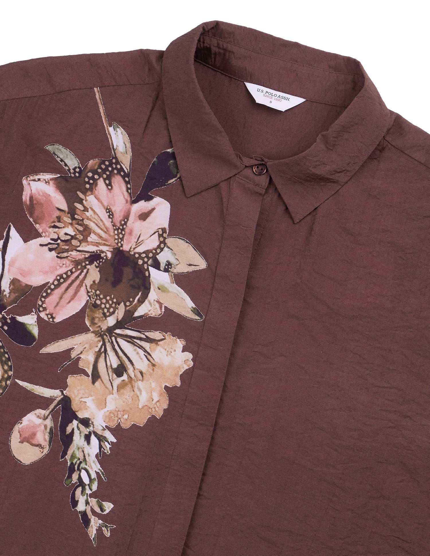 Floral Printed Regular Fit Shirt Dark Brown - U.S. Polo Assn. India | Large