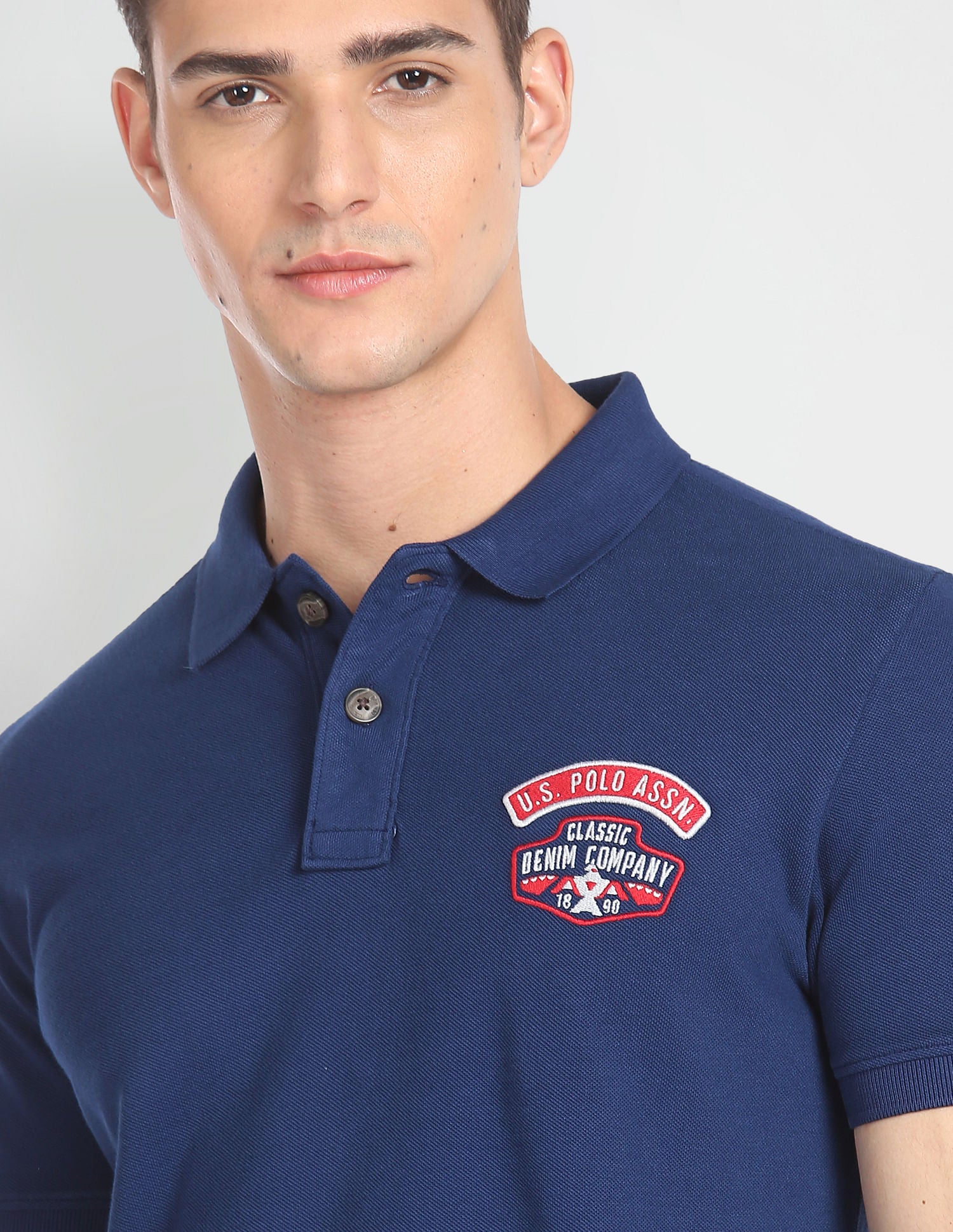 Appliqued Logo Cotton Polo Shirt Navy - U.S. POLO ASSN. | Large